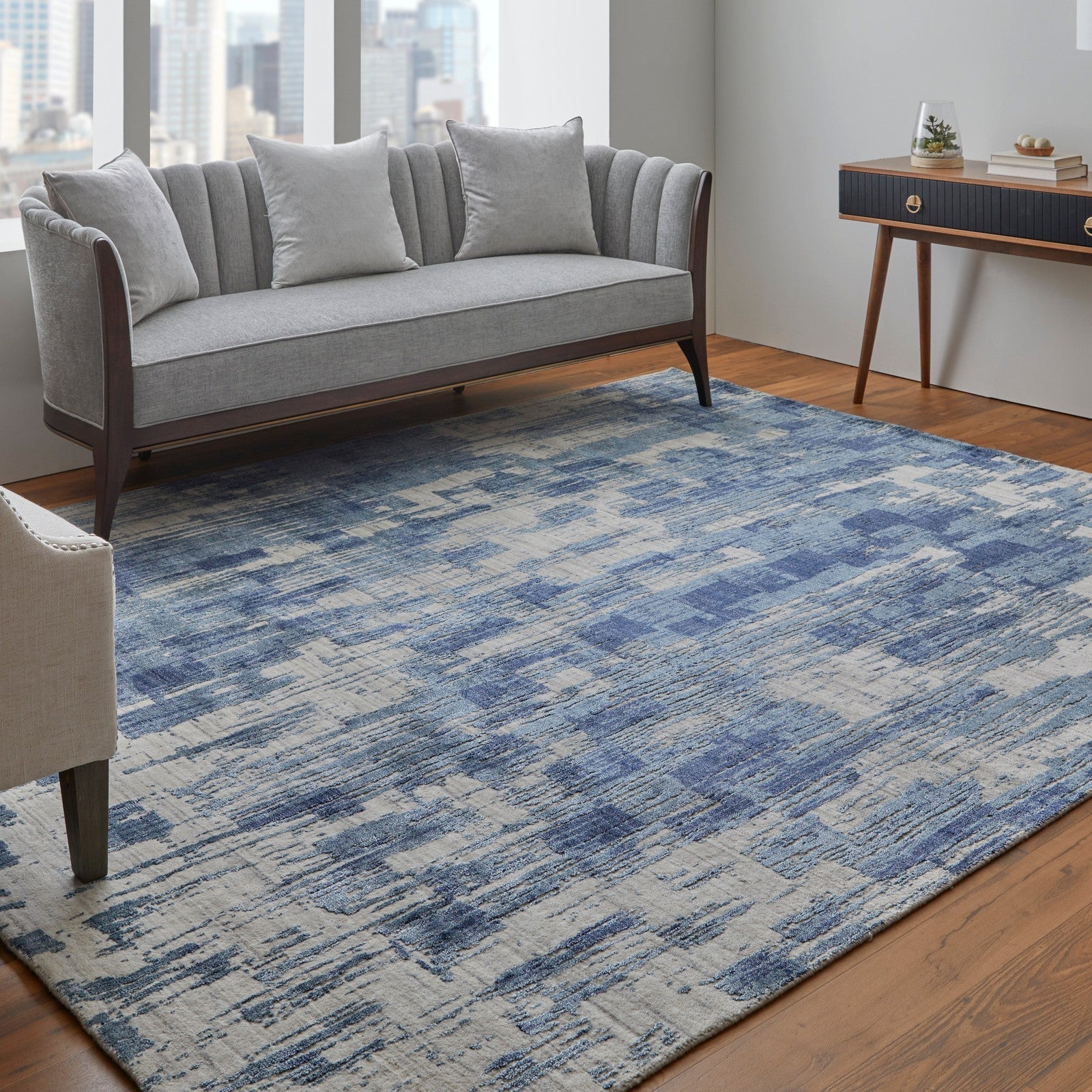 Feizy Eastfield 69AGF Modern Abstract in Blue/Ivory - Image 4
