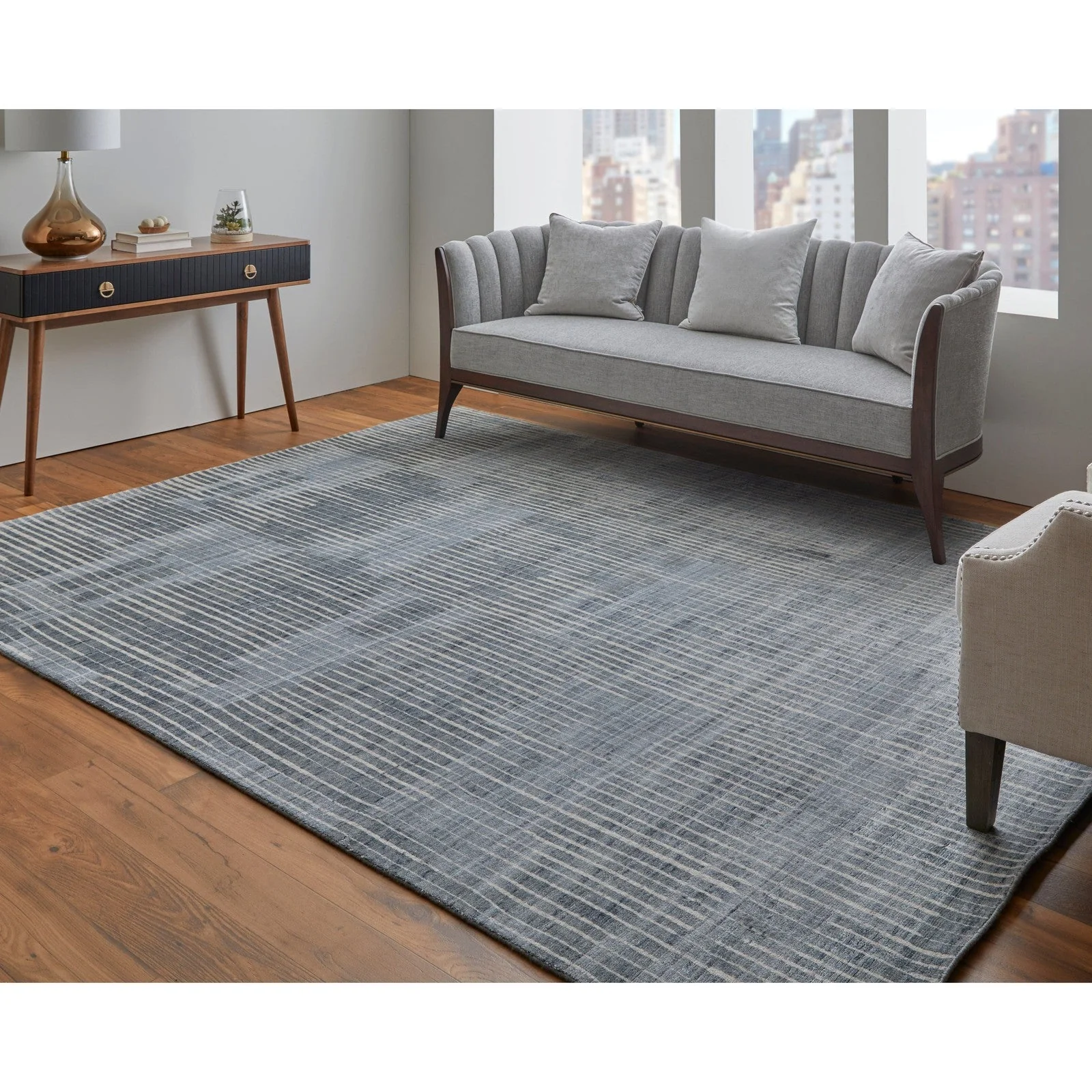Feizy Eastfield 69AHF Modern Abstract in Blue/Ivory/Gray - Image 2