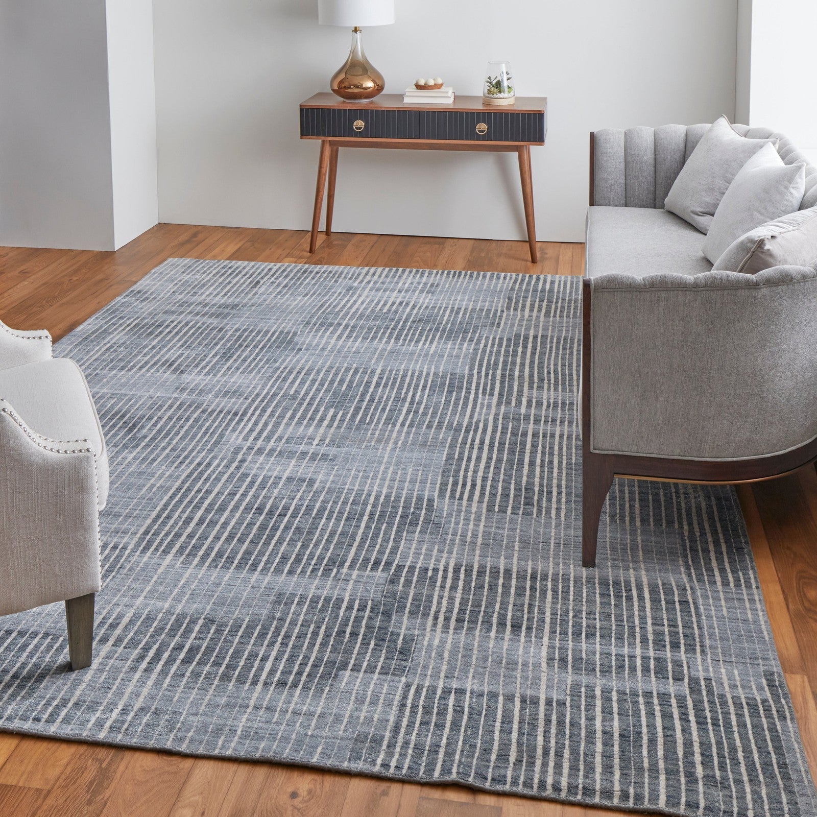 Feizy Eastfield 69AHF Modern Abstract in Blue/Ivory/Gray - Image 3