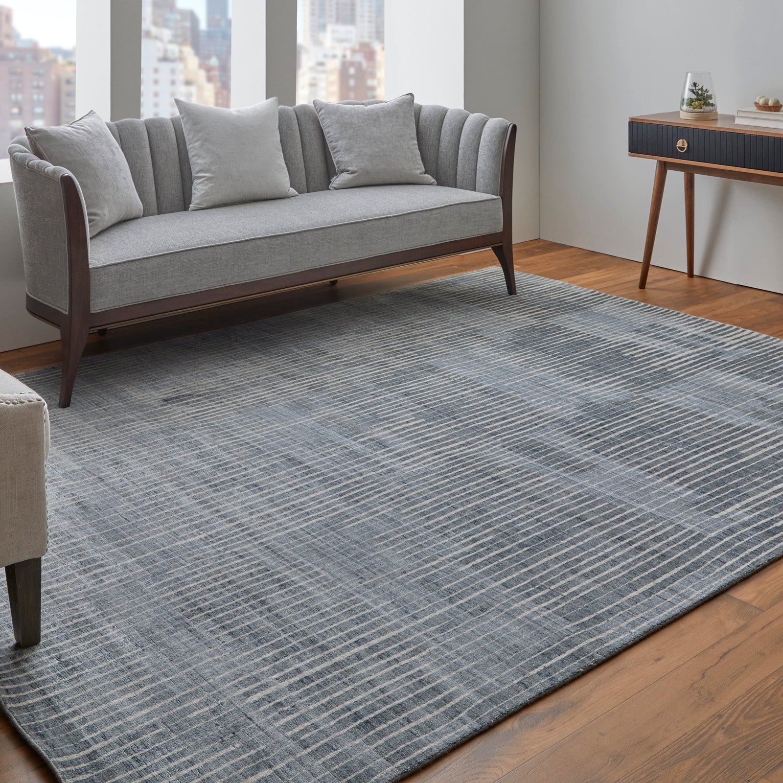Feizy Eastfield 69AHF Modern Abstract in Blue/Ivory/Gray - Image 4