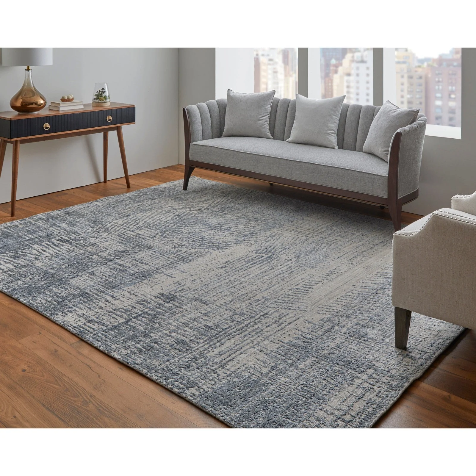 Feizy Eastfield 69AIF Modern Abstract in Blue/Ivory/Gray - Image 2