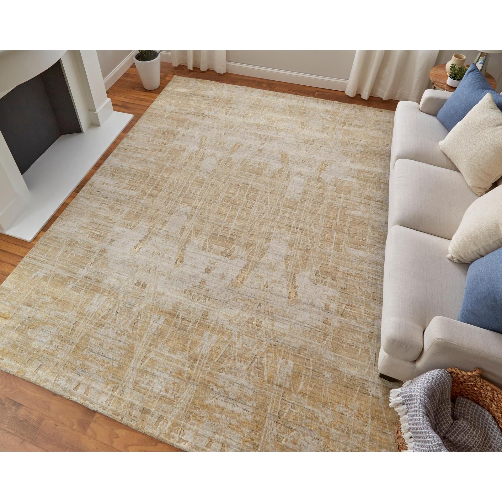 Feizy Eastfield 69FPF Modern Abstract Rug in Yellow/Ivory/Gold - Image 2