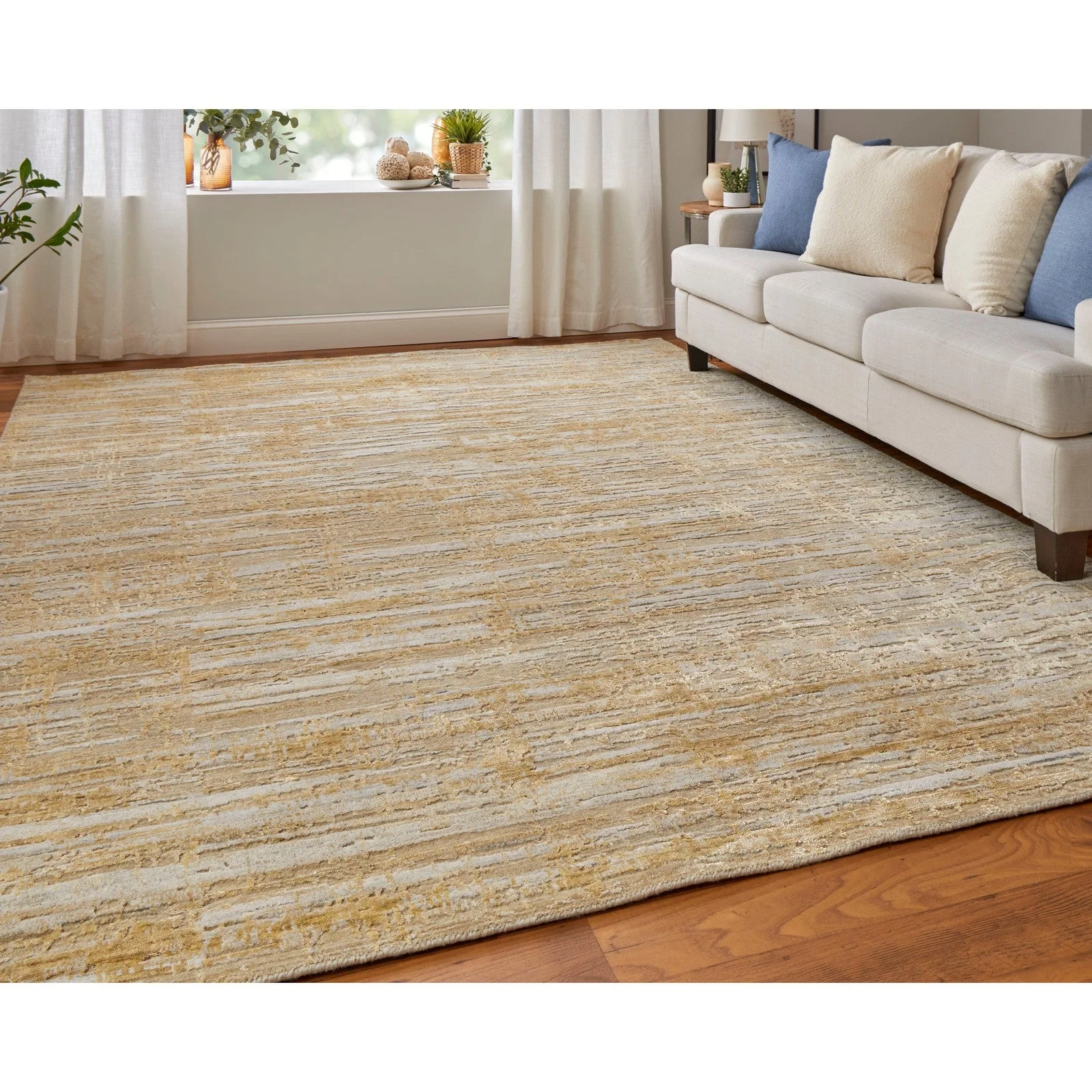 Feizy Eastfield 69FQF Modern Abstract in Yellow/Ivory/Gold - Image 3