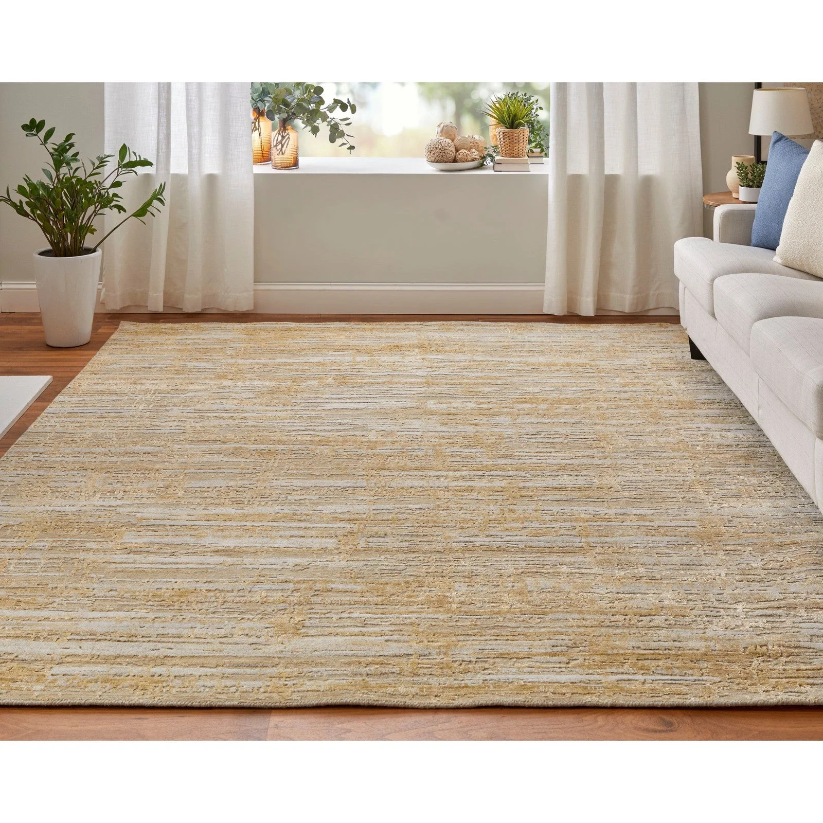 Feizy Eastfield 69FQF Modern Abstract in Yellow/Ivory/Gold - Image 4