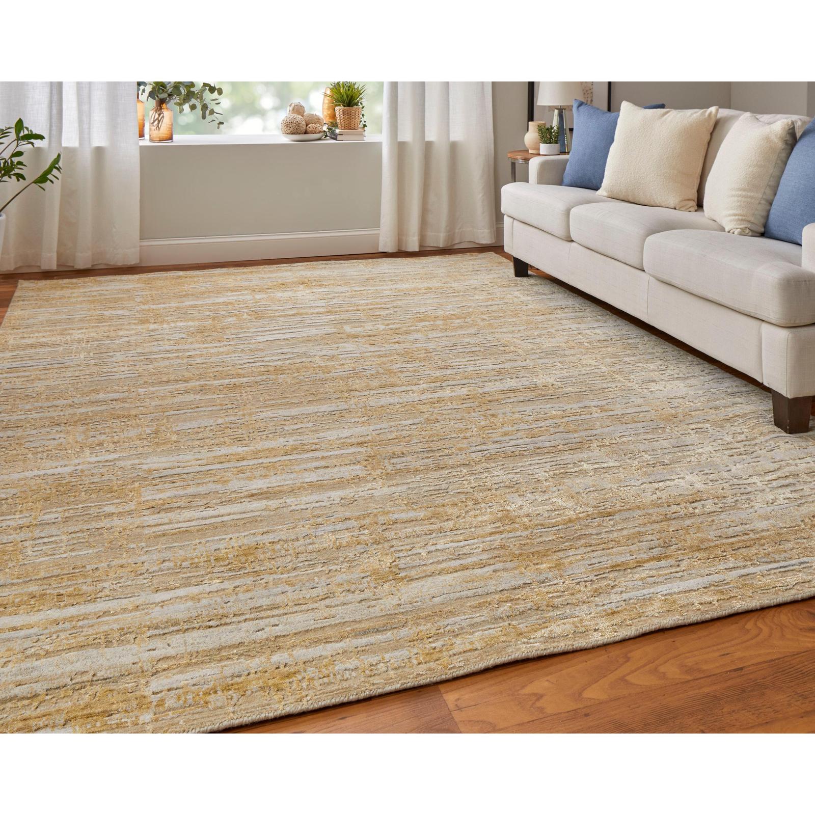Feizy Eastfield 69FQF Modern Abstract Rug in Yellow/Ivory/Gold - Image 3