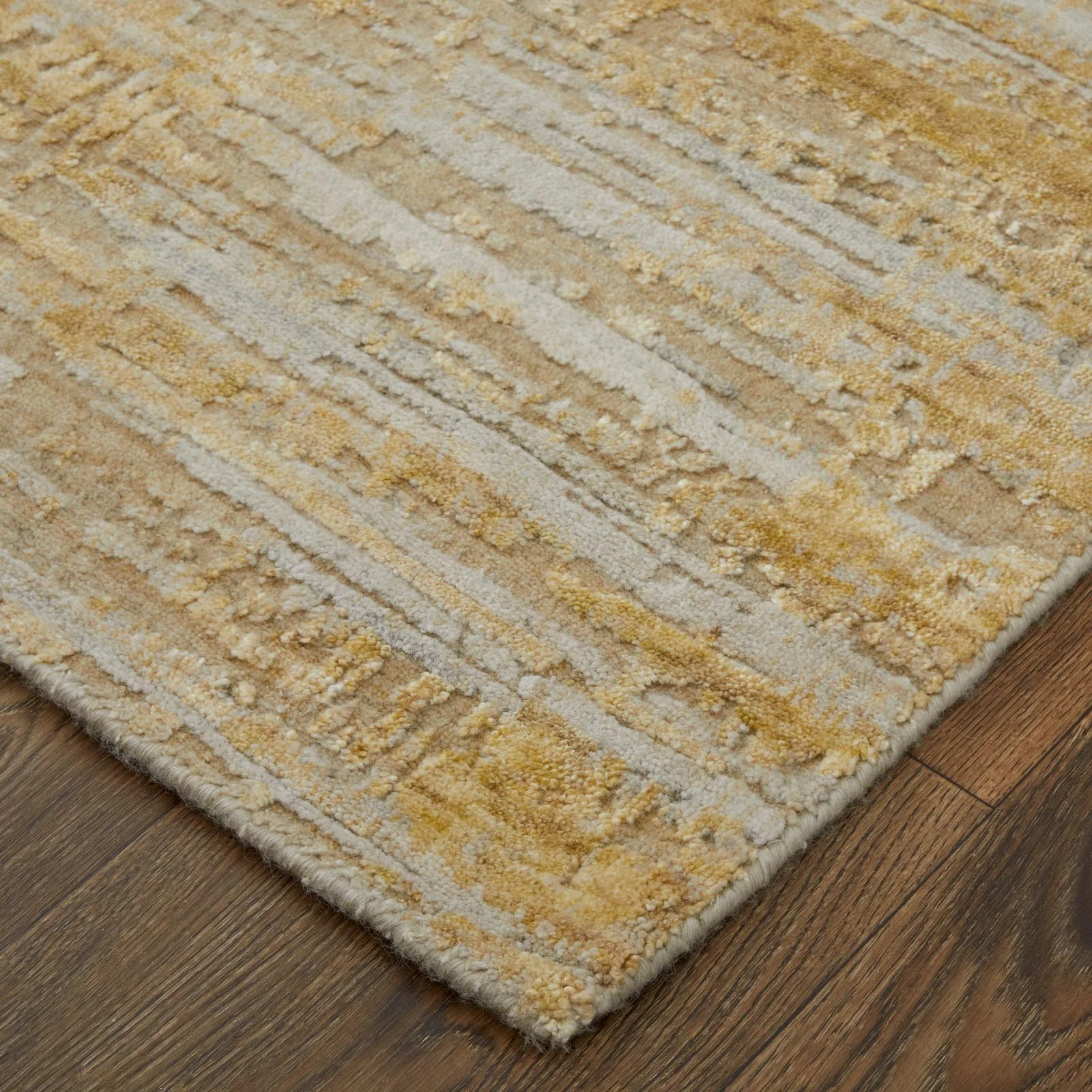 Feizy Eastfield 69FQF Modern Abstract Rug in Yellow/Ivory/Gold - Image 5