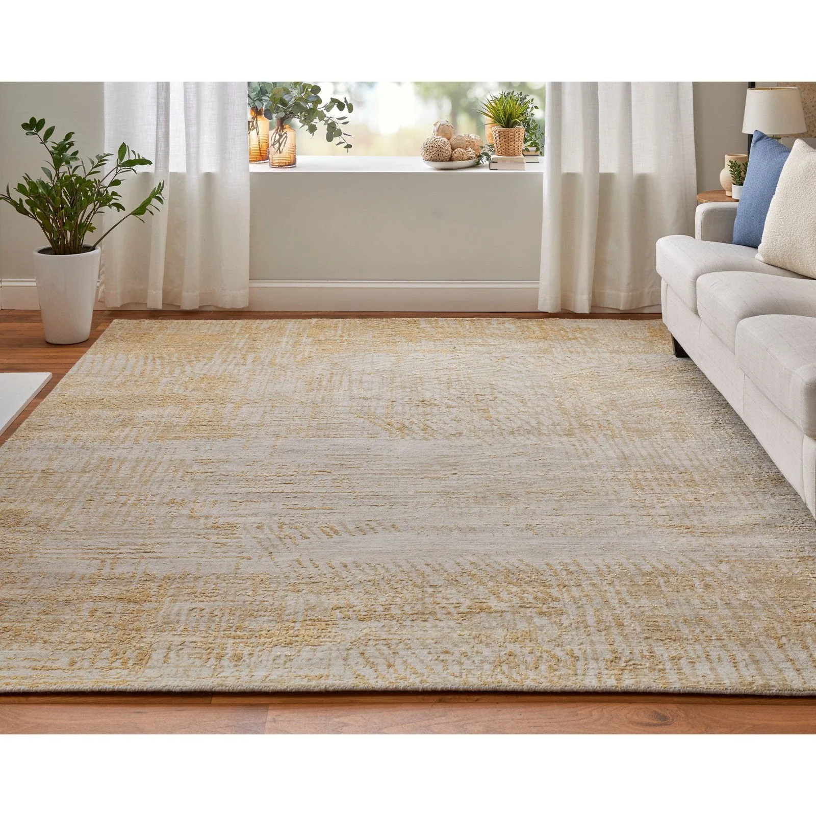 Feizy Eastfield 69FRF Modern Abstract in Yellow/Ivory/Gold - Image 4