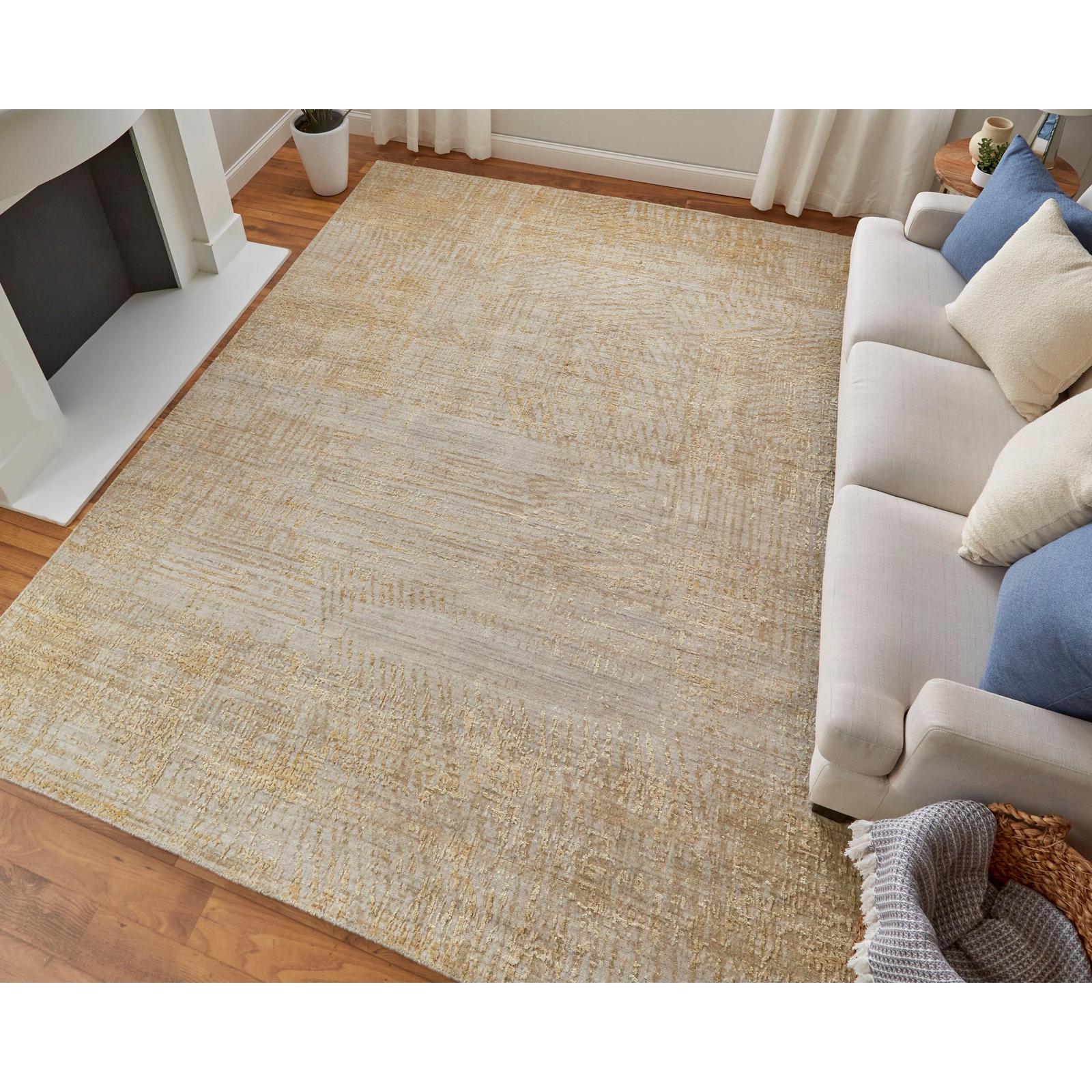 Feizy Eastfield 69FRF Modern Abstract Rug in Yellow/Ivory/Gold - Image 2