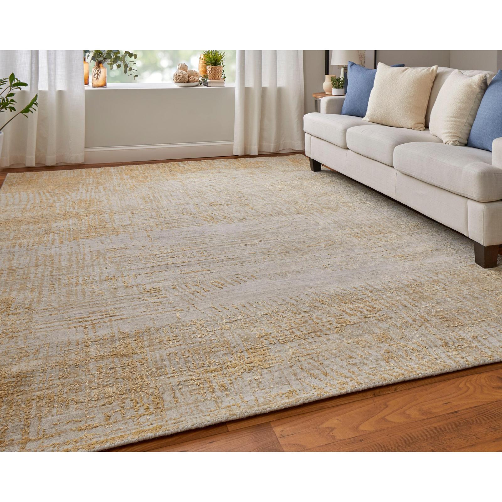 Feizy Eastfield 69FRF Modern Abstract Rug in Yellow/Ivory/Gold - Image 3