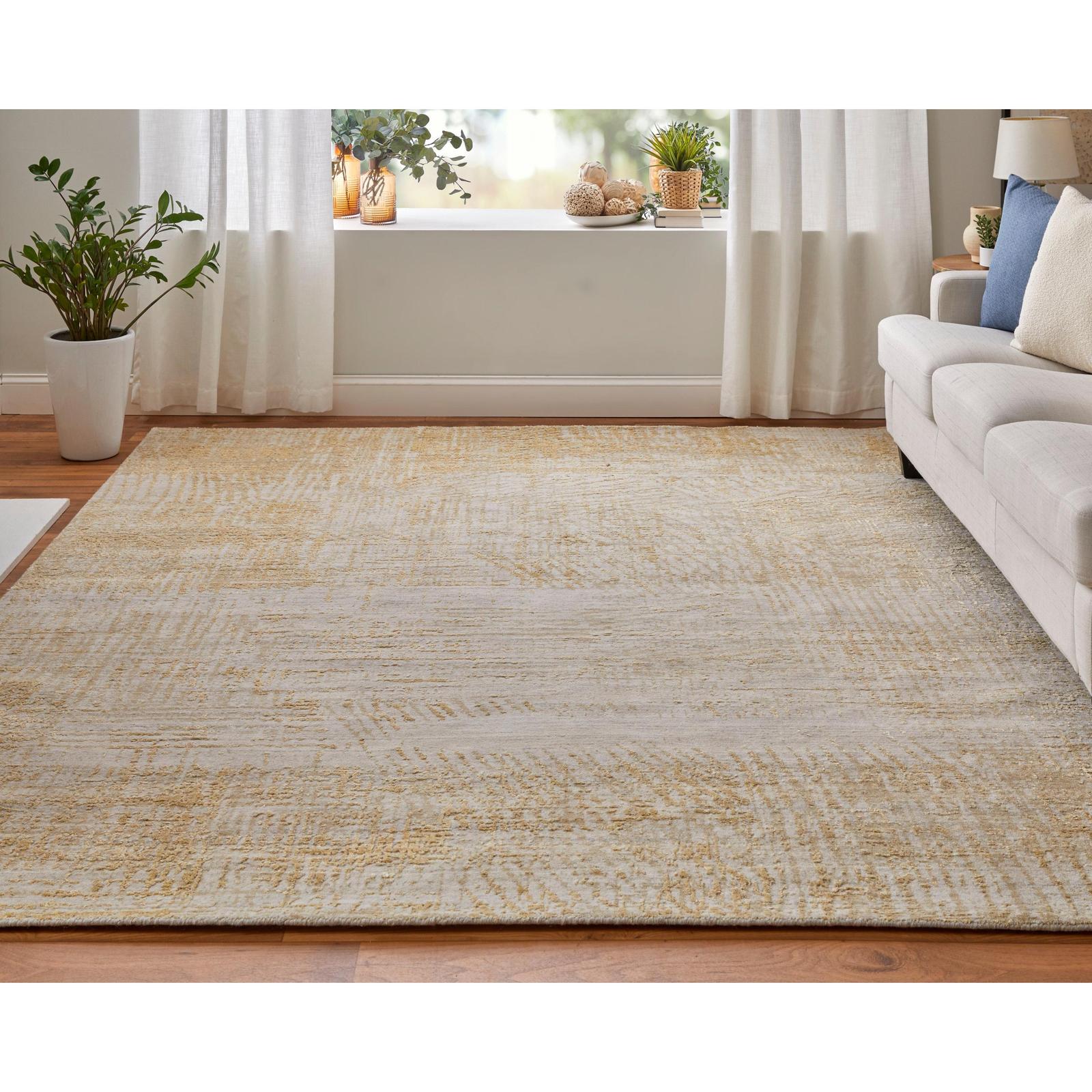 Feizy Eastfield 69FRF Modern Abstract Rug in Yellow/Ivory/Gold - Image 4