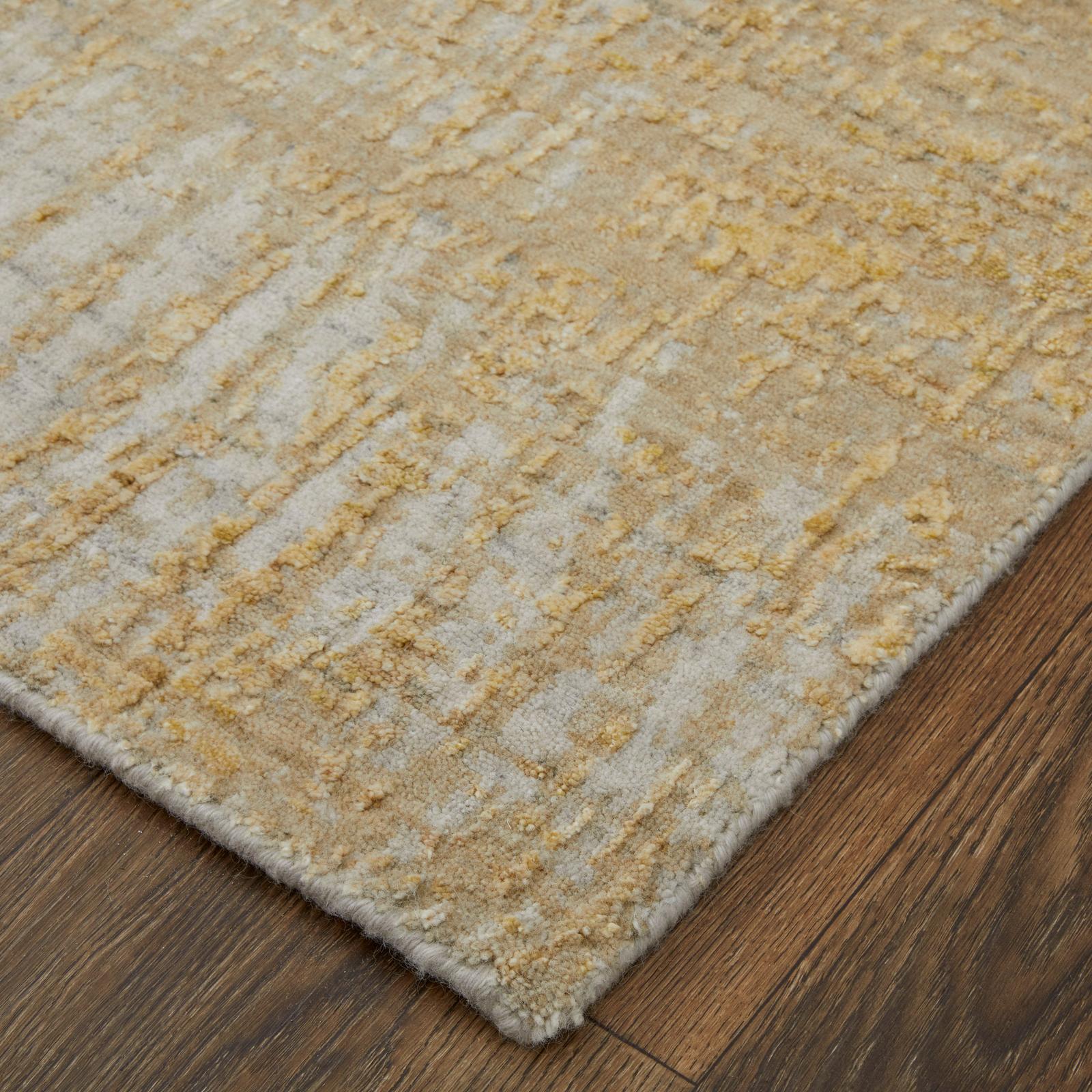 Feizy Eastfield 69FRF Modern Abstract Rug in Yellow/Ivory/Gold - Image 5