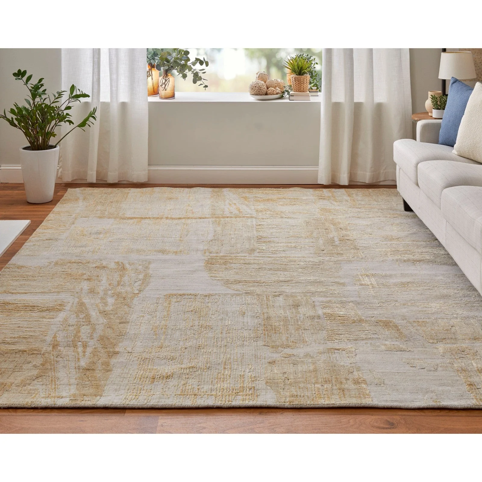 Feizy Eastfield 69FTF Modern Abstract in Yellow/Ivory/Gold - Image 4