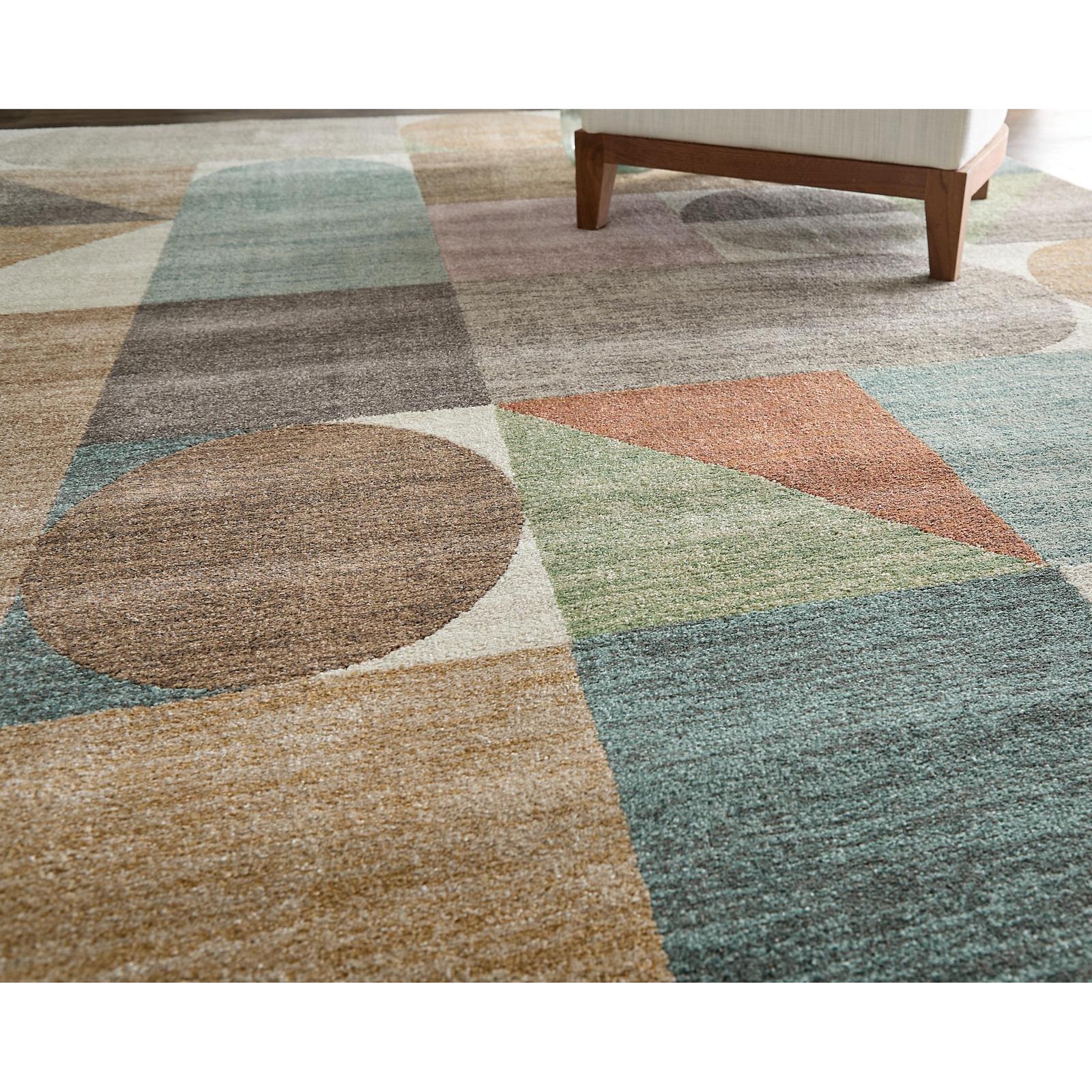 Feizy Eden 39QUF Modern Color Block Rug in Ivory/Brown/Blue - Image 2