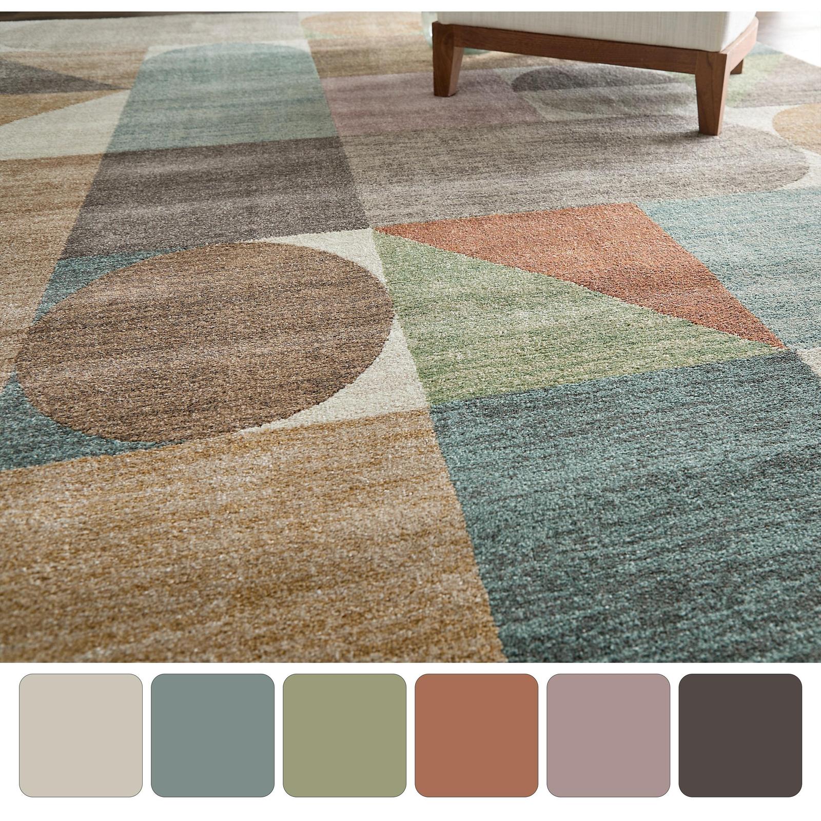 Feizy Eden 39QUF Modern Color Block Rug in Ivory/Brown/Blue - Image 9