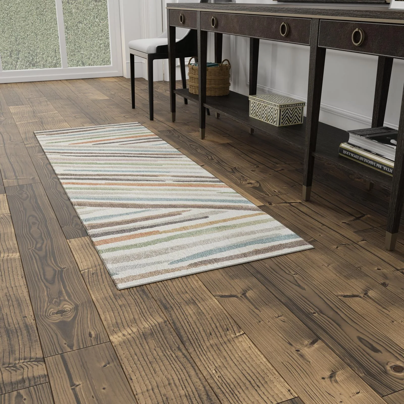 Feizy Eden 39QXF Modern Abstract Rug in Ivory/Brown/Blue - Image 12