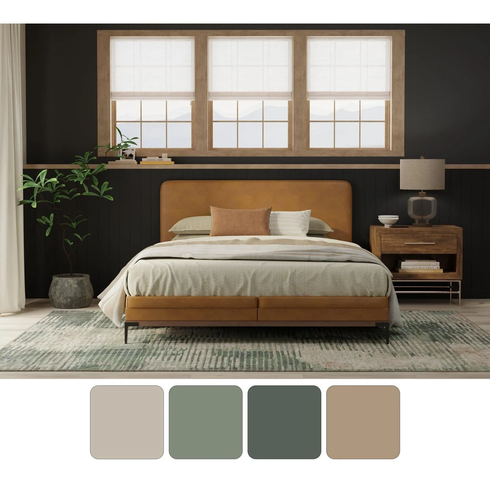 Feizy Eden 39QYF Modern Abstract Rug in Green/Ivory/Brown - Image 10