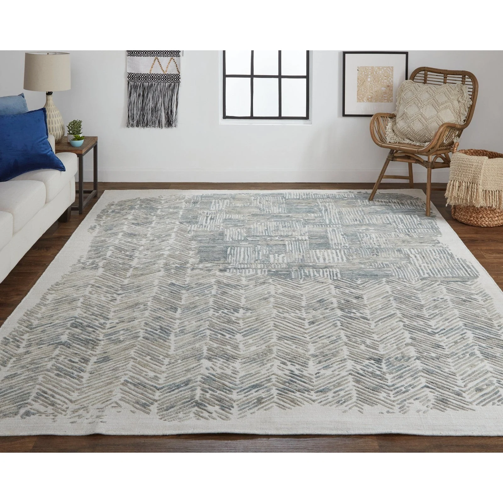 Feizy Elias 6891F Modern Abstract in Green/Blue/Ivory - Image 2