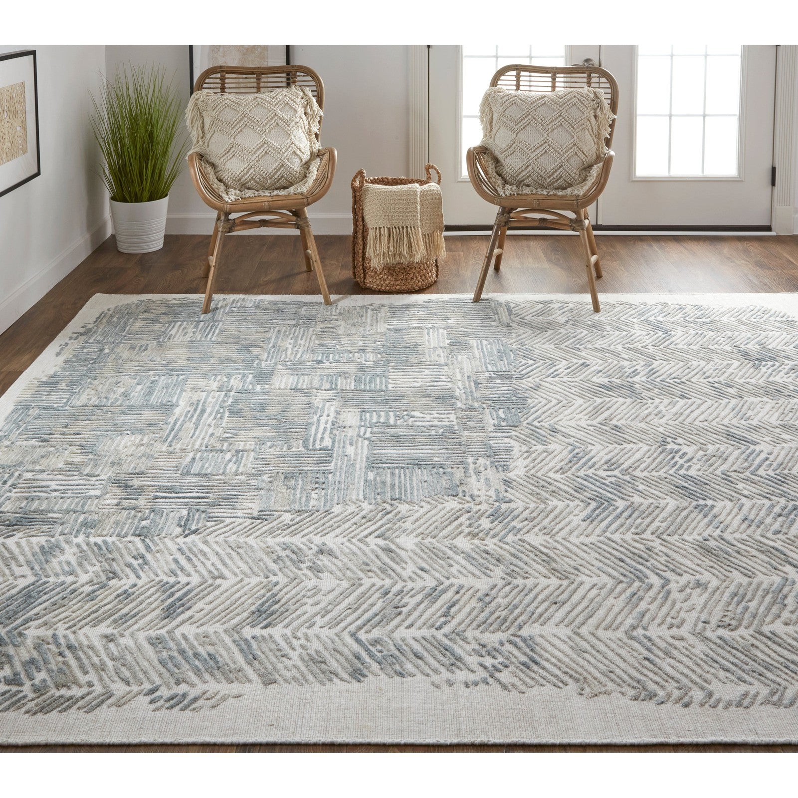 Feizy Elias 6891F Modern Abstract in Green/Blue/Ivory - Image 4