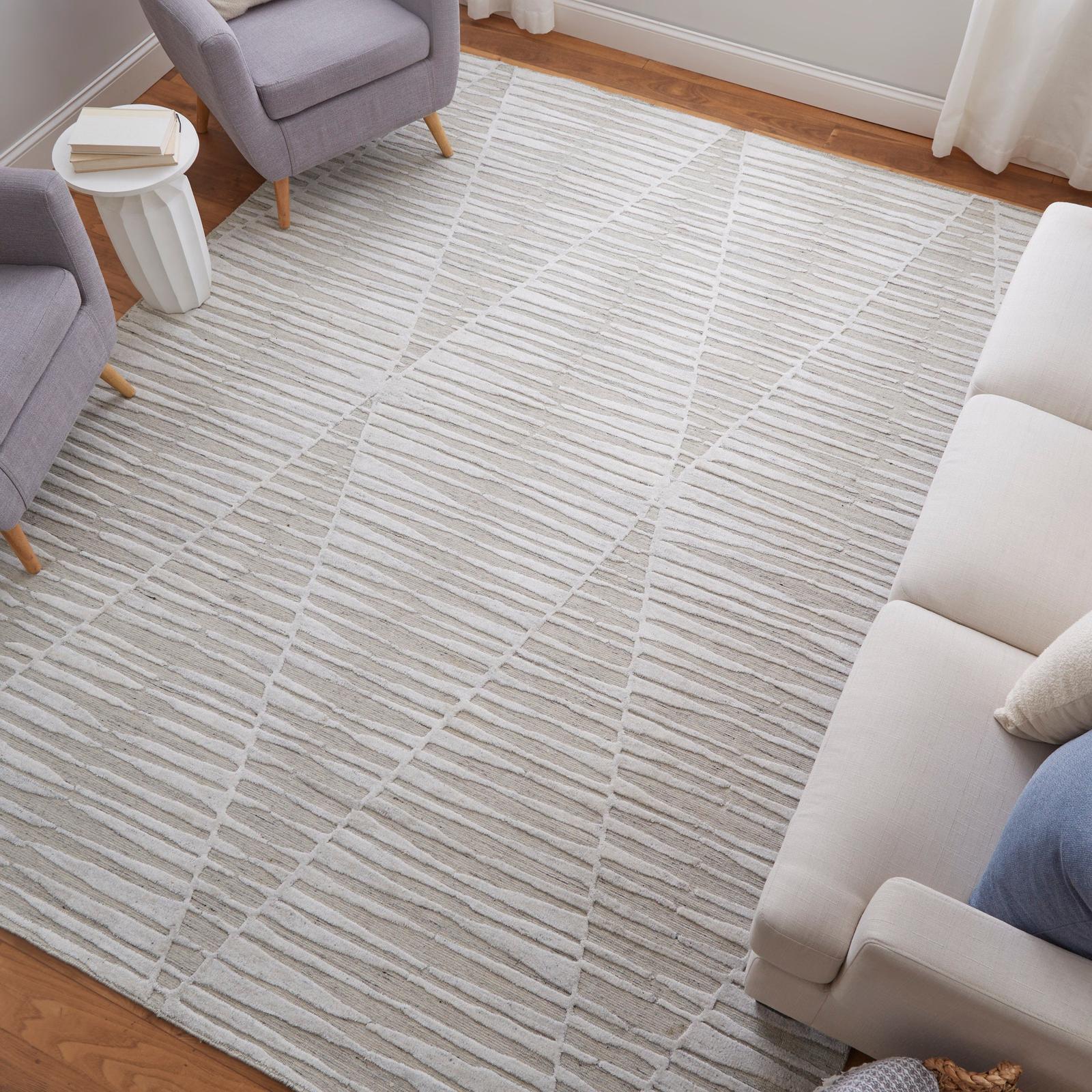 Feizy Elias 69FVF Modern Geometric Rug in Ivory/Tan - Image 4