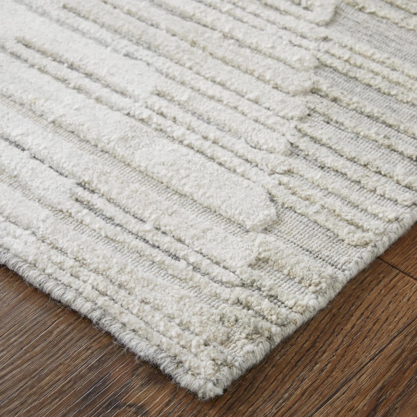 Feizy Elias 69FWF Modern Diamond Rug in Ivory/Blue/Brown - Image 6