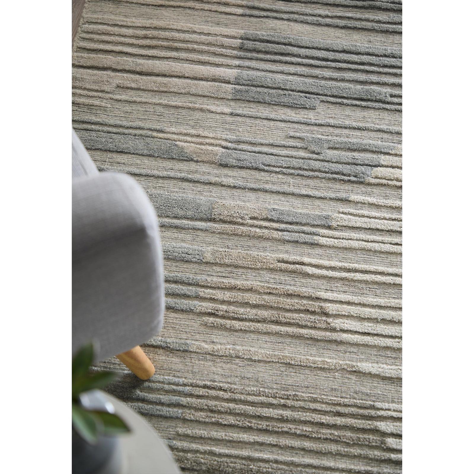 Feizy Elias 69FXF Modern Abstract Rug in Brown/Blue/Tan - Image 4