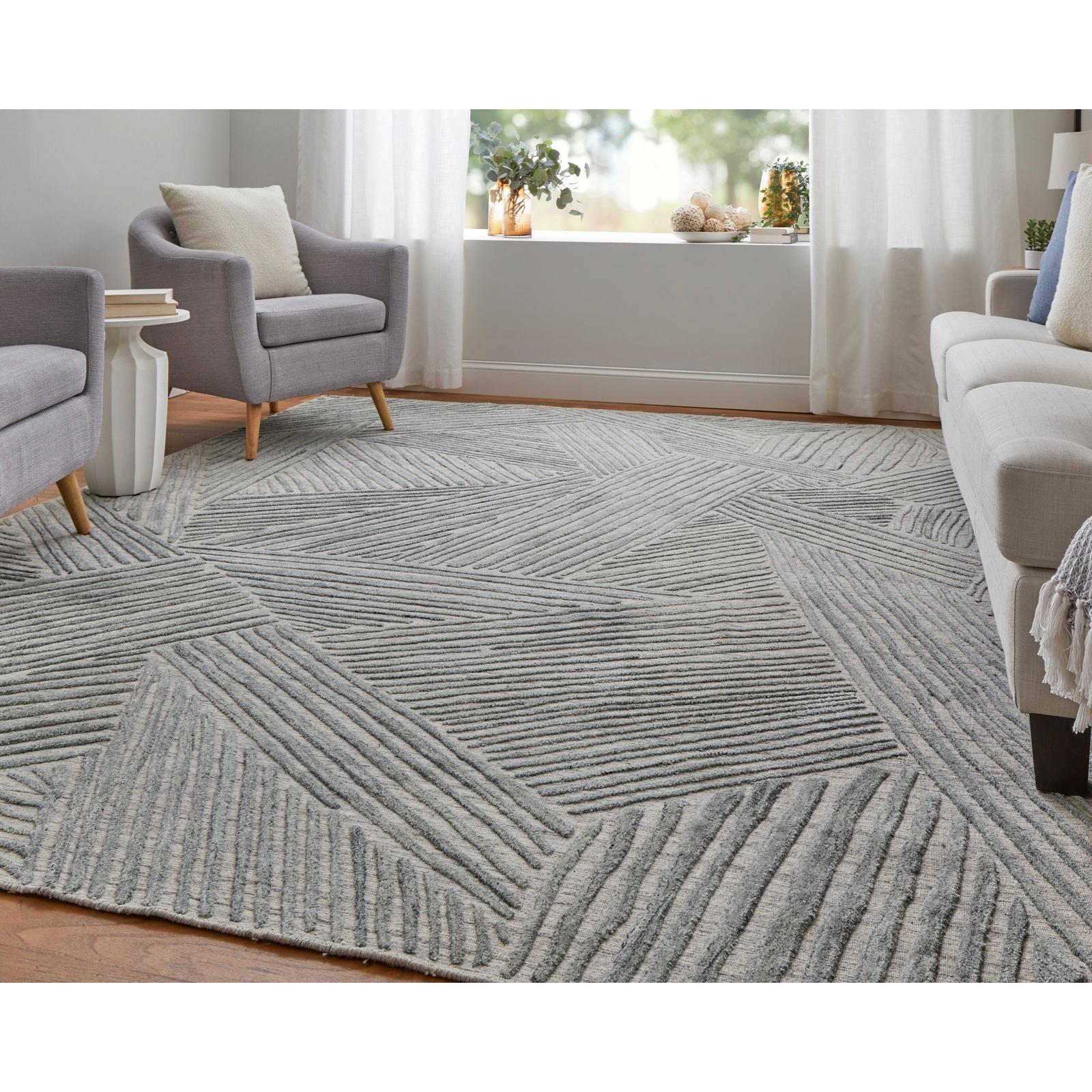 Feizy Elias 69FYF Modern Abstract Rug in Green/Ivory/Tan - Image 2