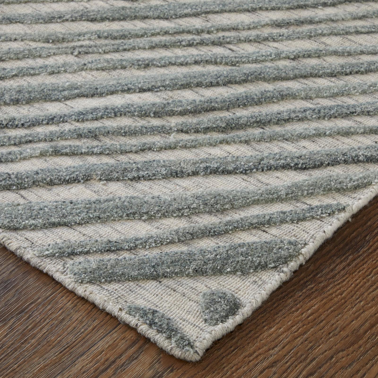 Feizy Elias 69FYF Modern Abstract Rug in Green/Ivory/Tan - Image 5