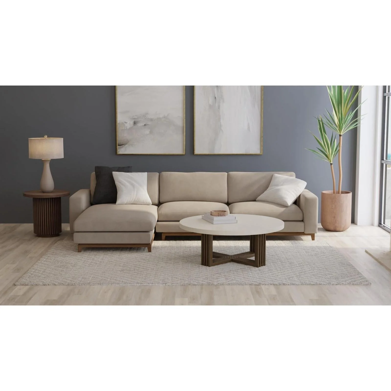 Feizy Enzo 8737F Transitional Geometric Rug in Tan/Ivory - Image 2
