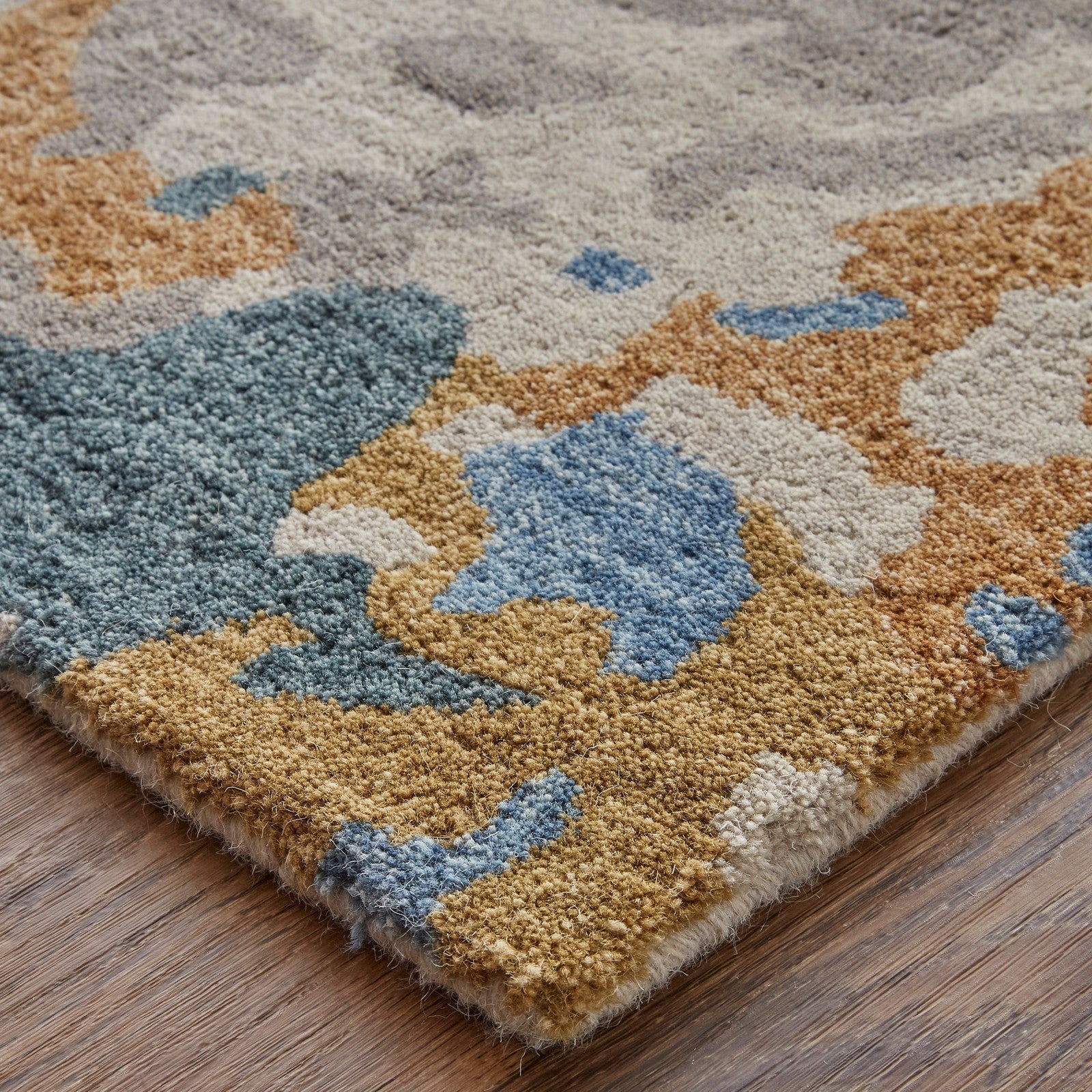Feizy Everley 8645F Modern Abstract in Gray/Blue/Gold - Image 5