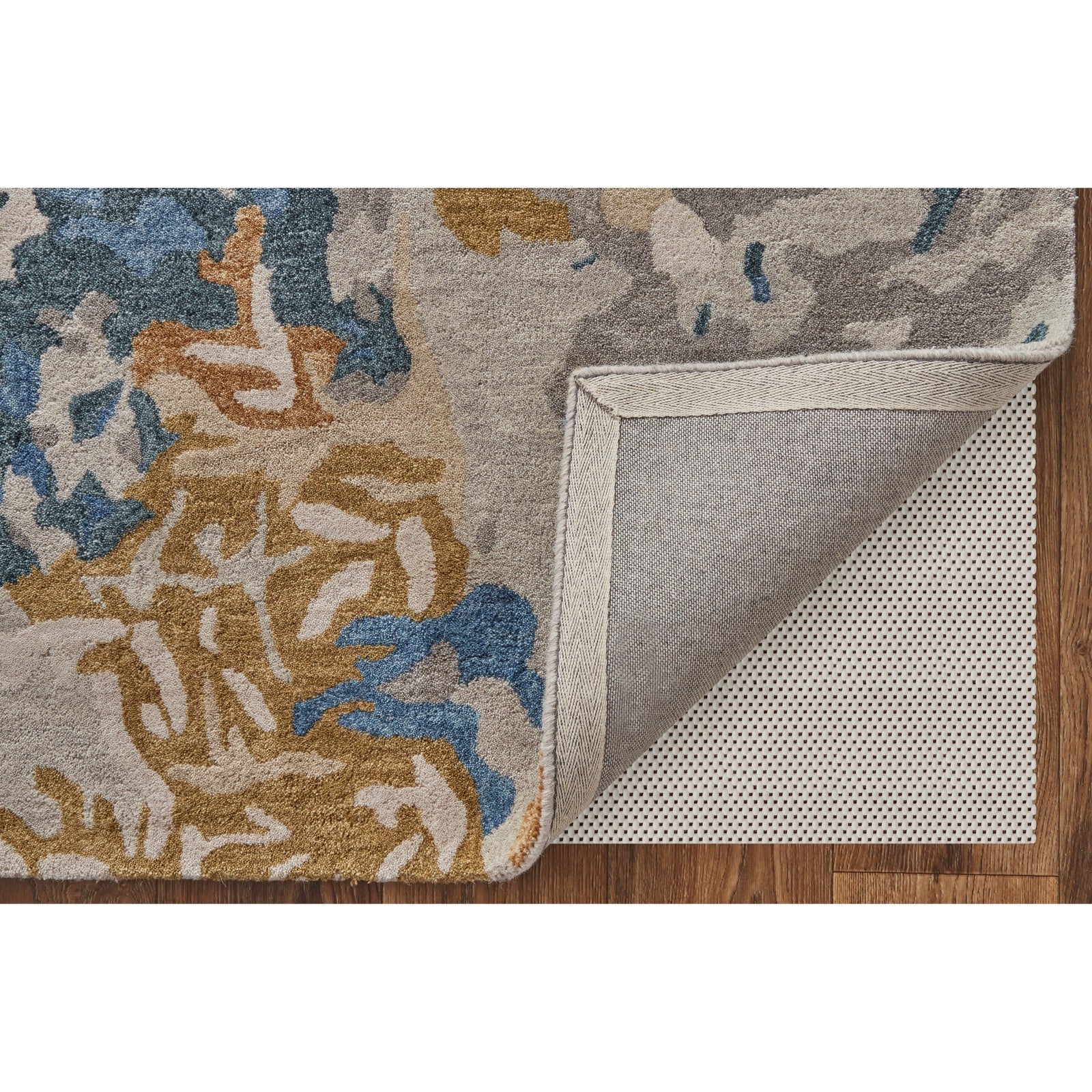 Feizy Everley 8645F Modern Abstract in Gray/Blue/Gold - Image 6