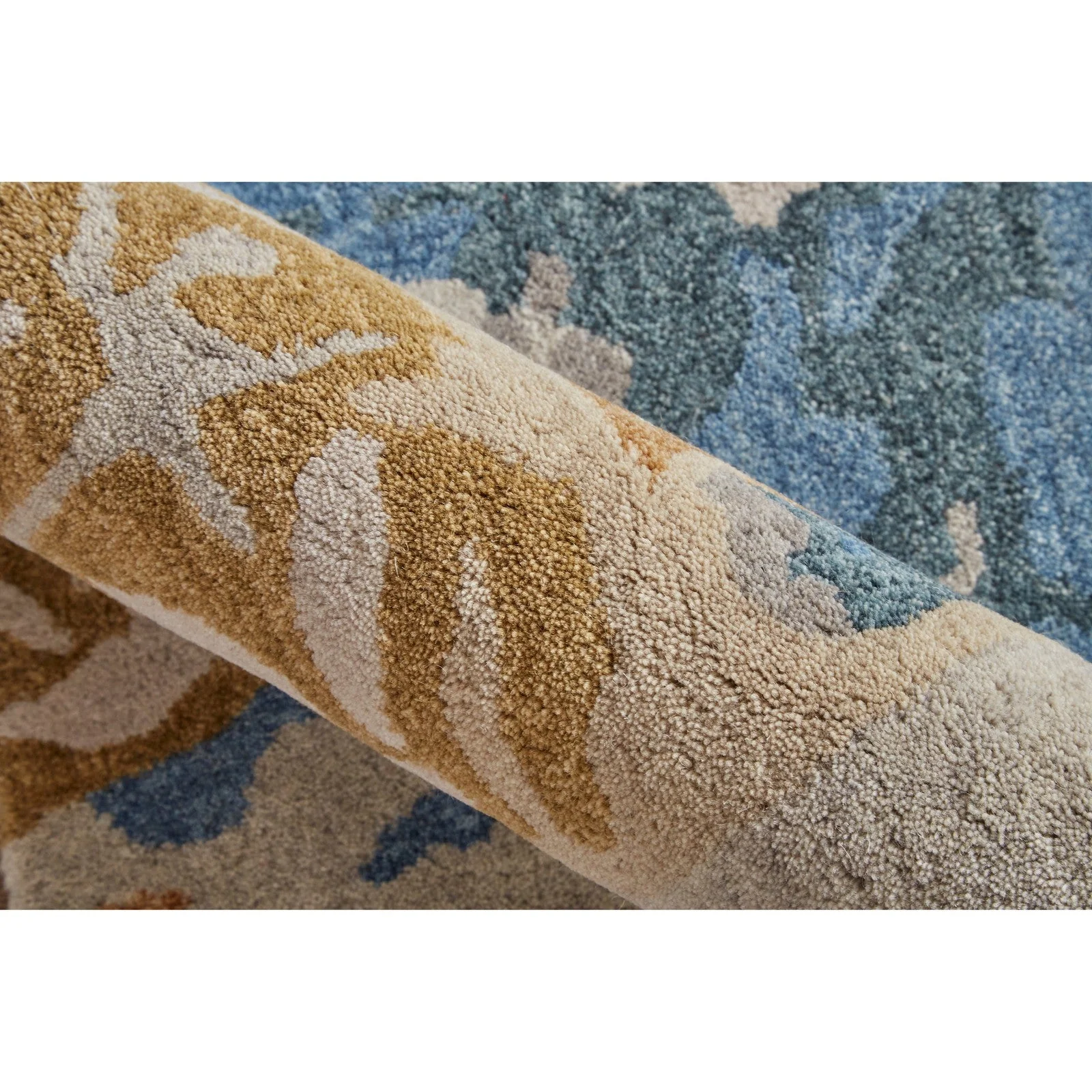 Feizy Everley 8645F Modern Abstract in Gray/Blue/Gold - Image 7
