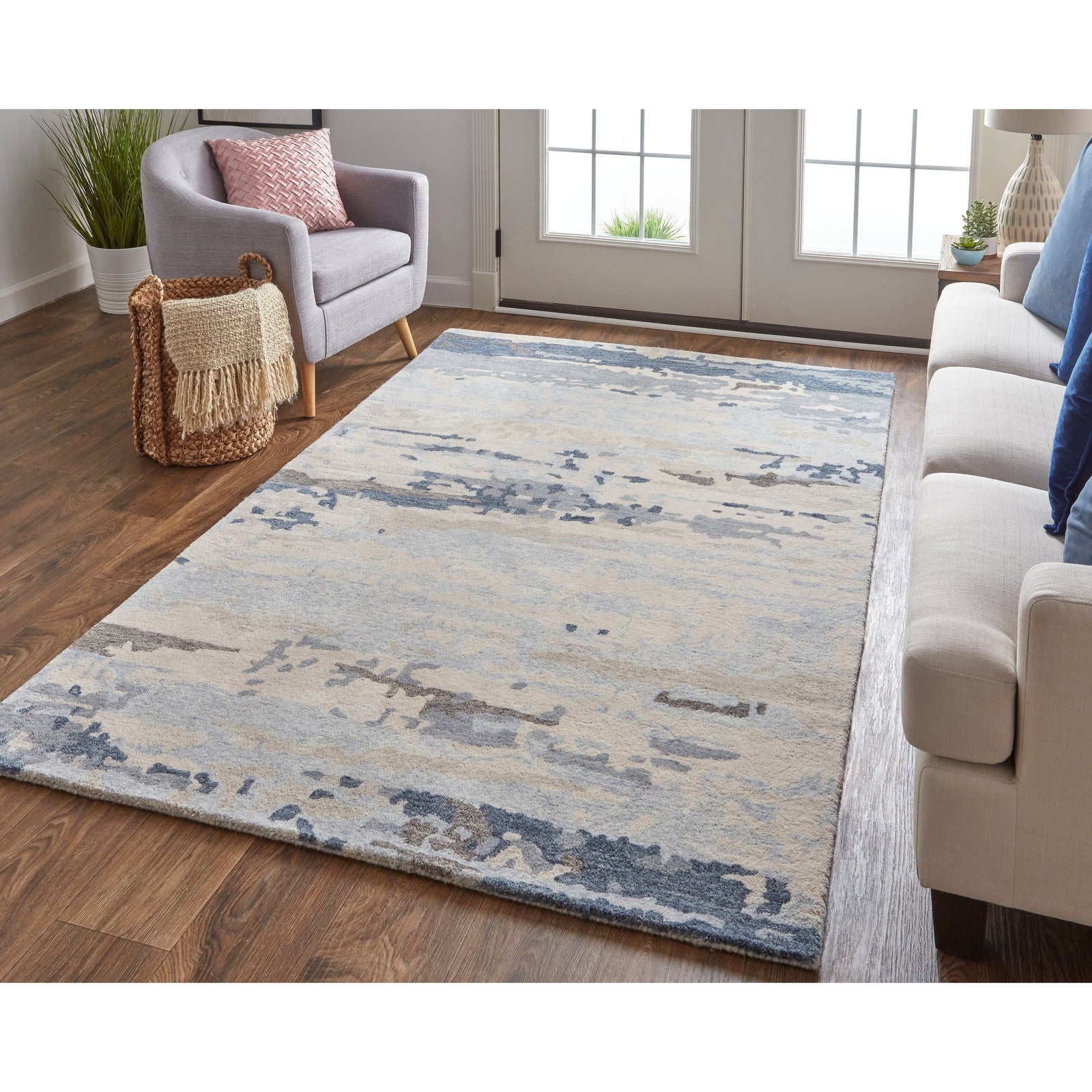 Feizy Everley 8647F Modern Abstract in Blue/Gray/Ivory - Image 2