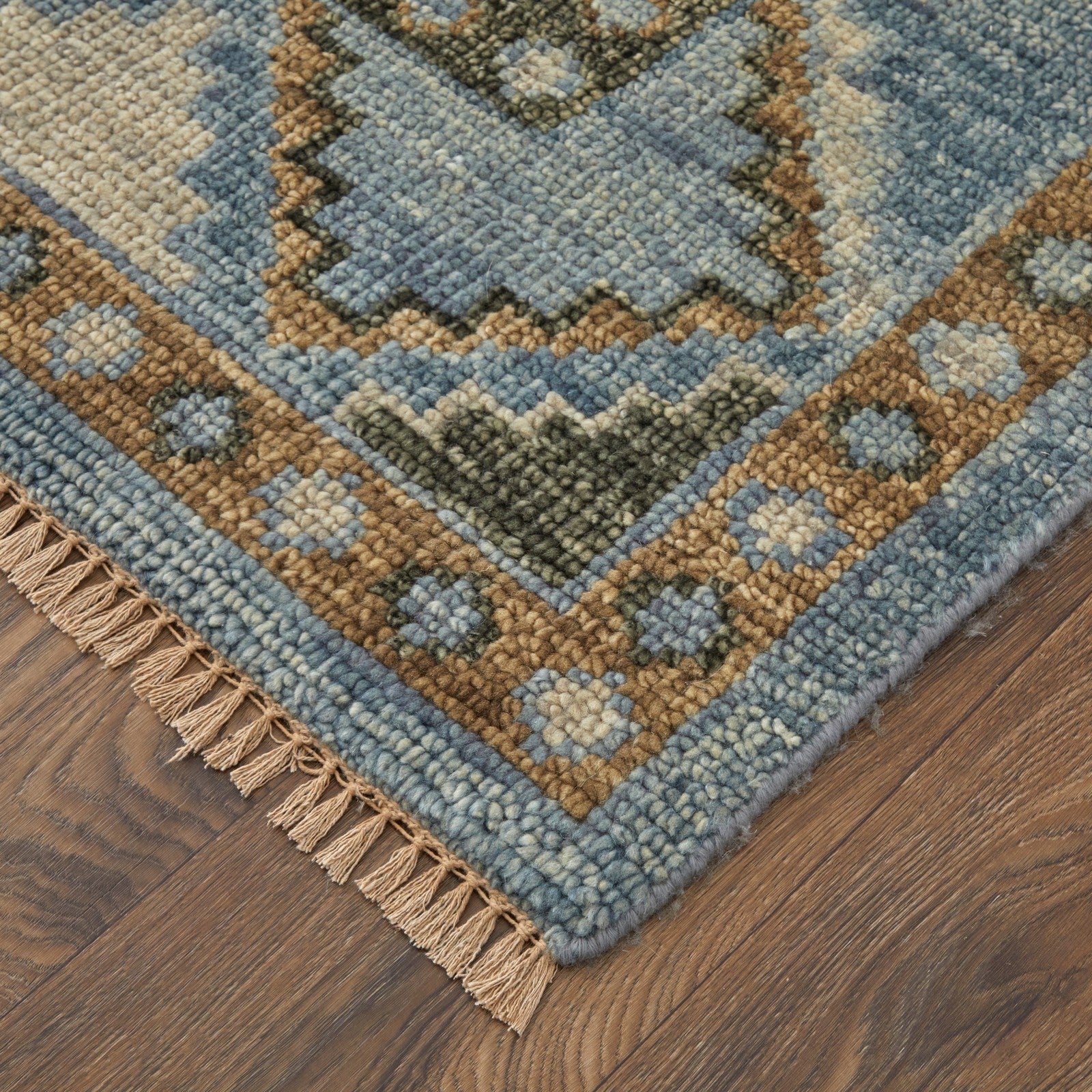 Feizy Fillmore 6935F Traditional Medallion Rug in Blue/Green - Image 5