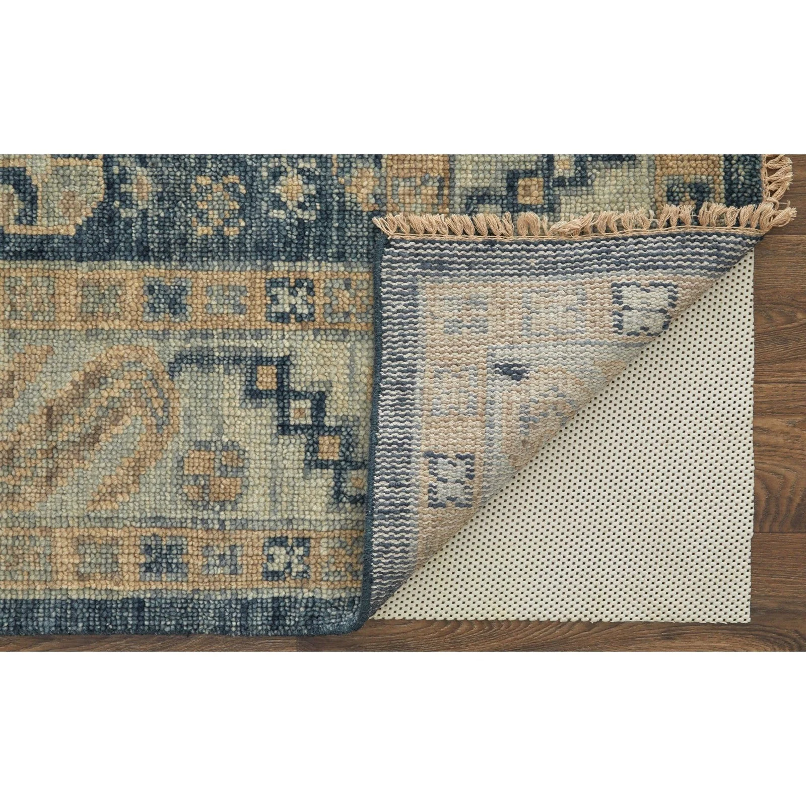 Feizy Fillmore 6943F Traditional Diamond Rug in Blue/Ivory - Image 6