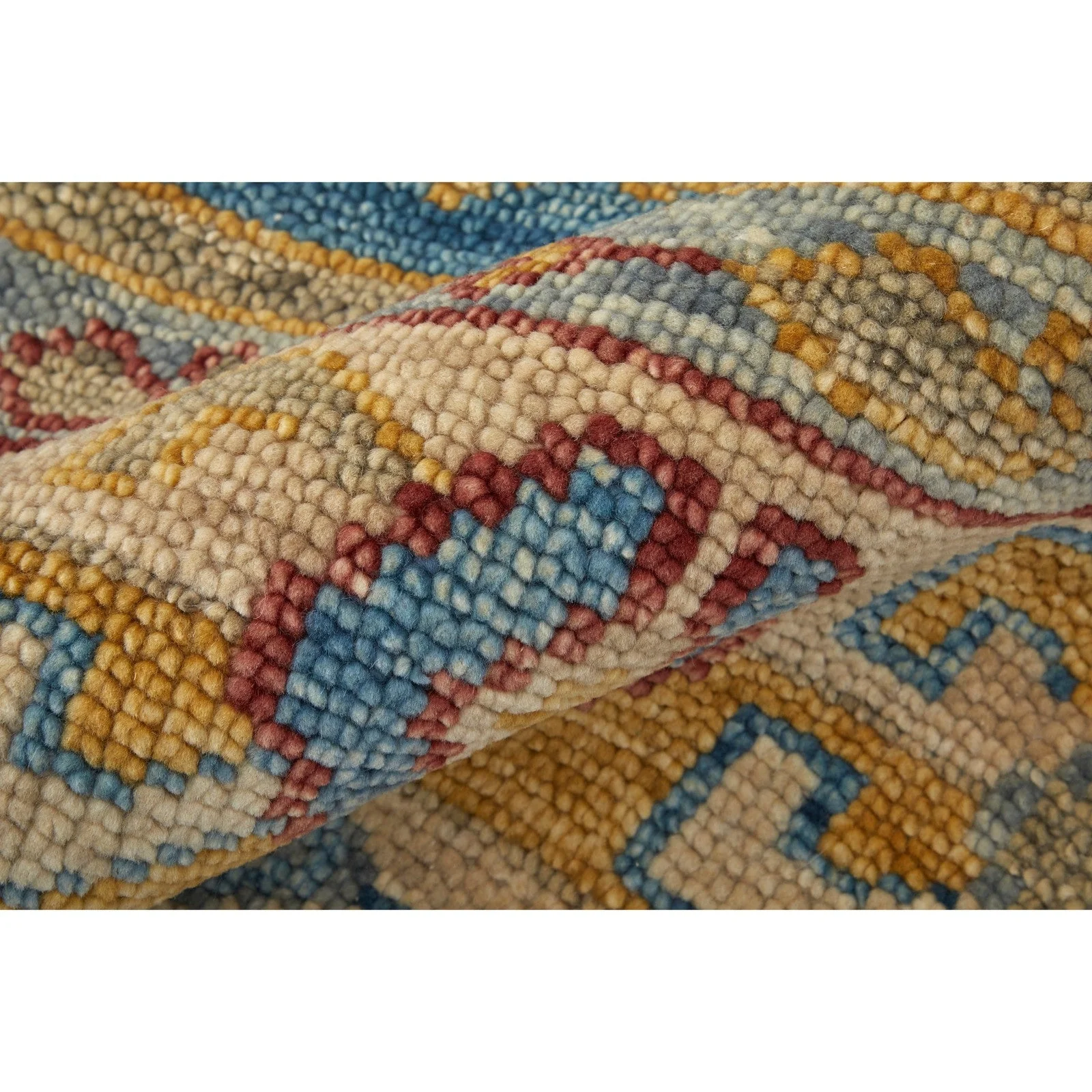 Feizy Fillmore 6944F Traditional Geometric Rug in Blue/Yellow/Red - Image 3