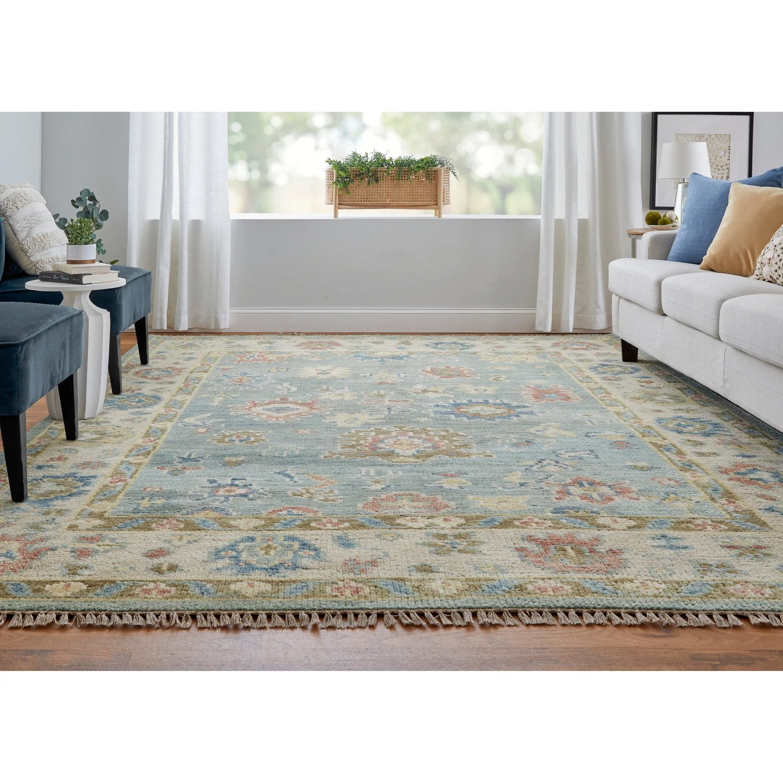 Feizy Fillmore 69CJF Transitional Floral & Botanical in Blue/Ivory/Yellow - Image 4