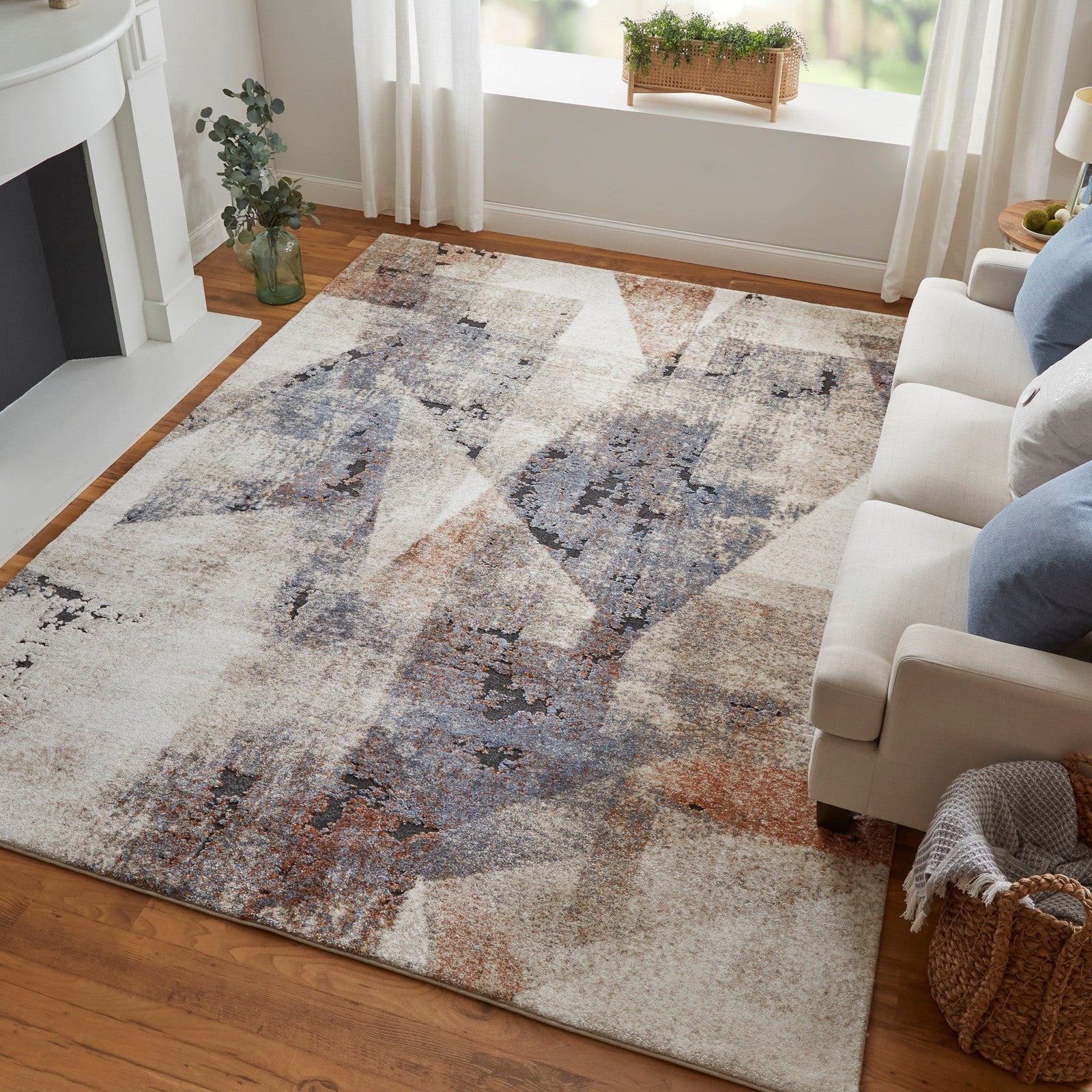 Feizy Gilmore 39MKF Modern Color Block in Blue/Ivory/Taupe - Image 2