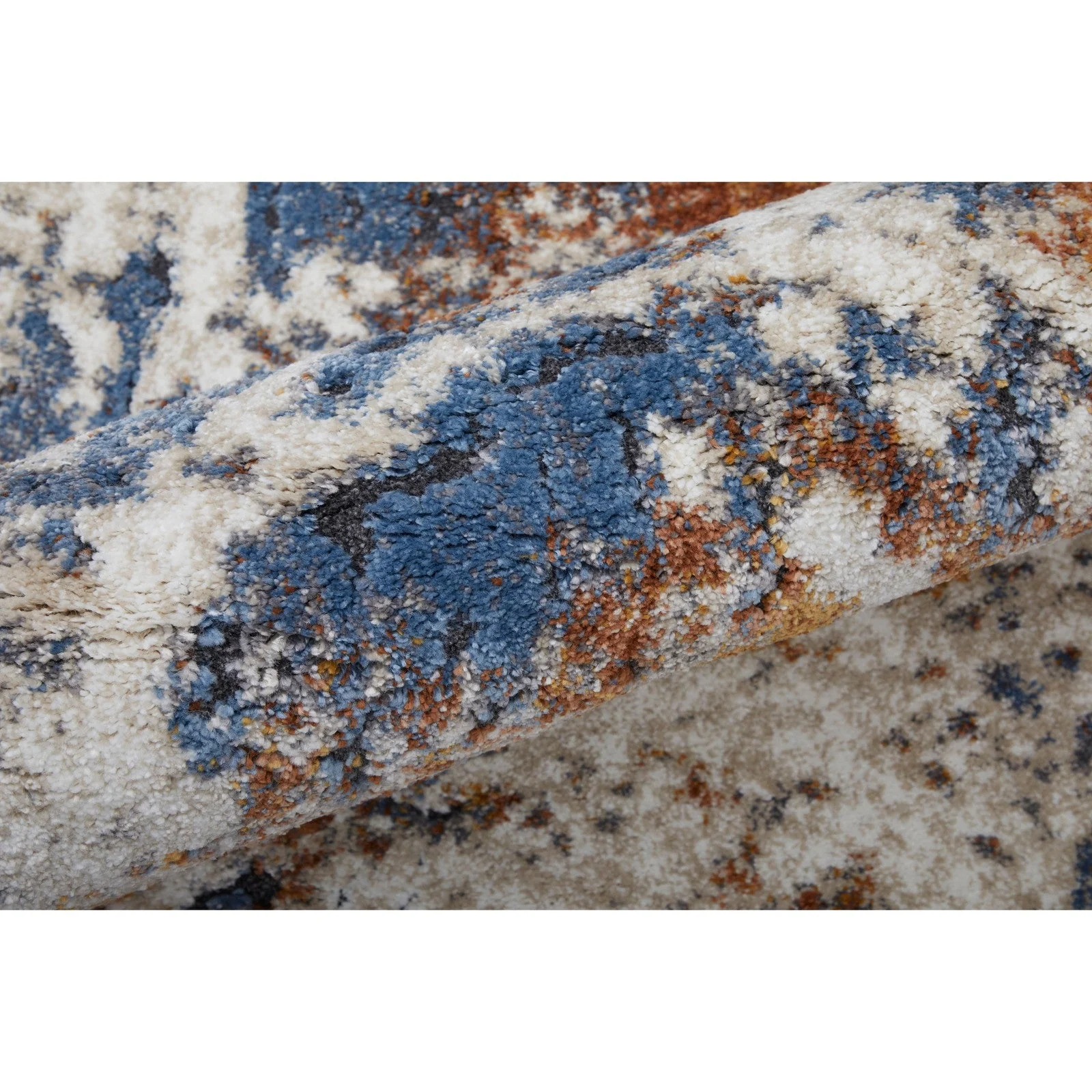 Feizy Gilmore 39MMF Modern Abstract in Ivory/Blue/Orange - Image 7