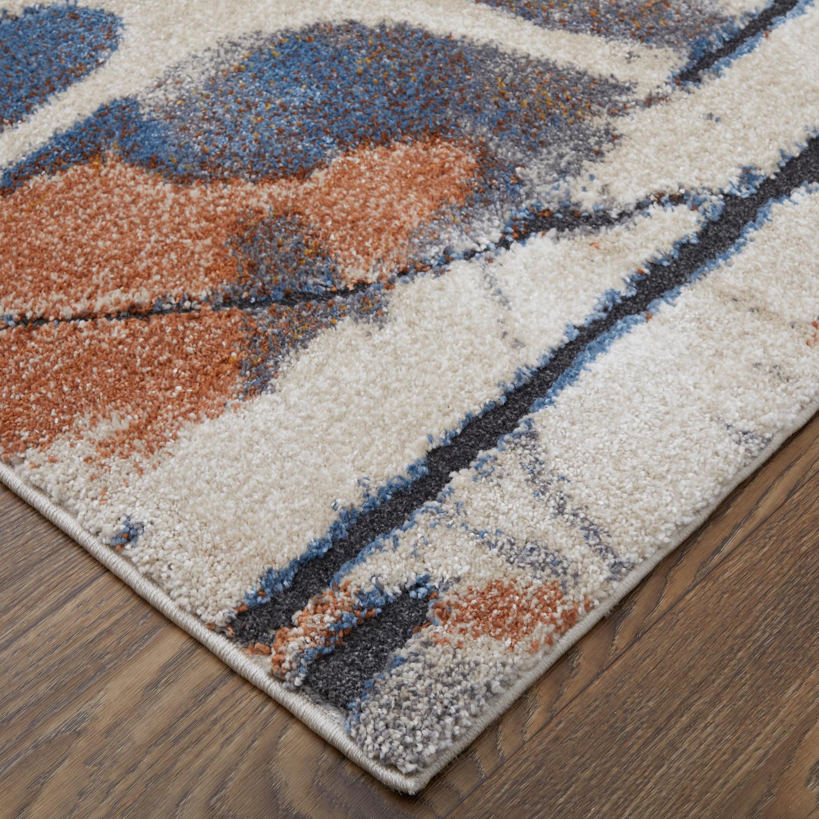 Feizy Gilmore 39MPF Modern Watercolor Rug in Blue/Orange/Gray - Image 5