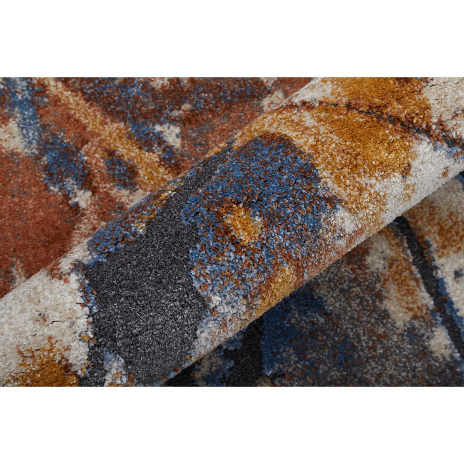 Feizy Gilmore 39MPF Modern Watercolor Rug in Blue/Orange/Gray - Image 7