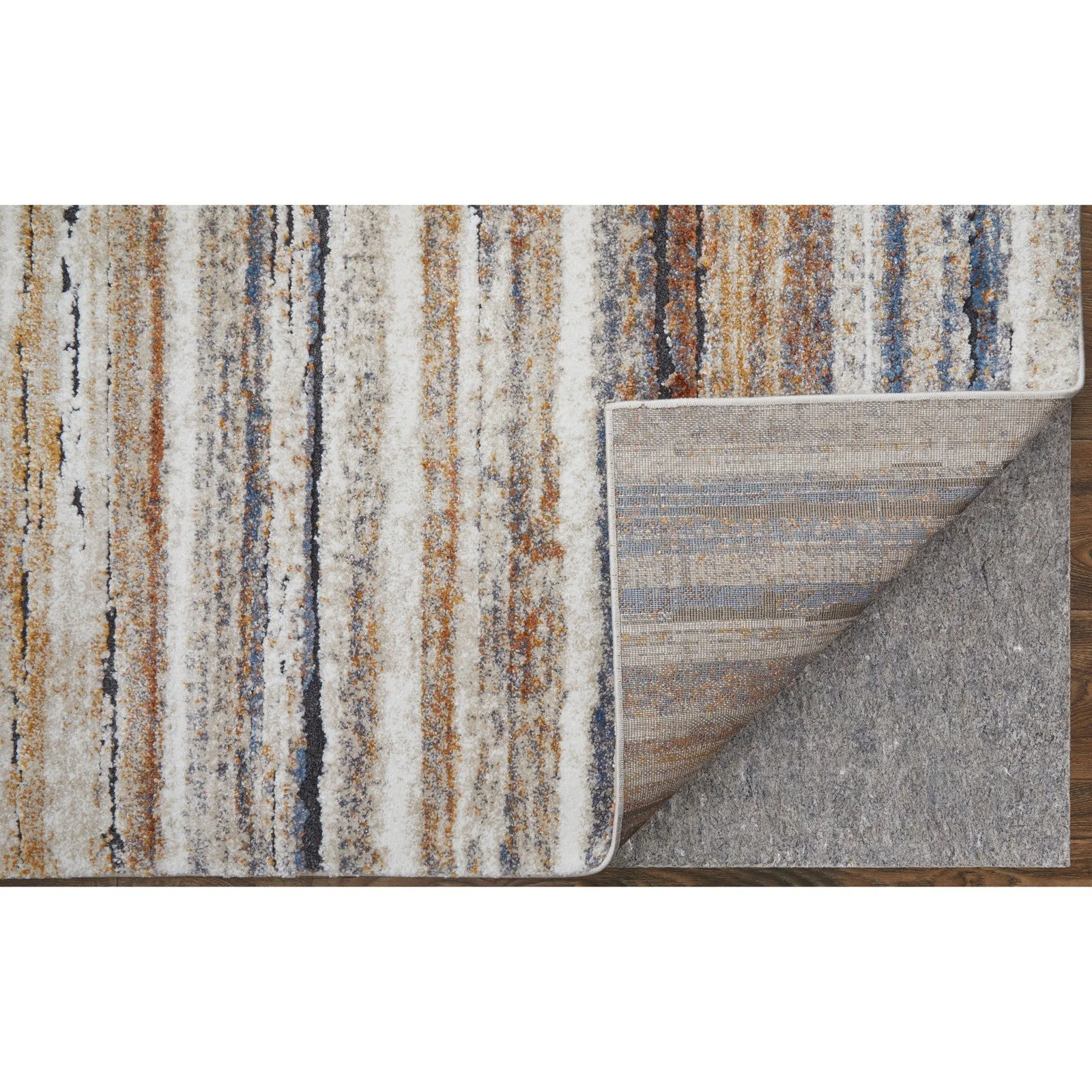 Feizy Gilmore 39MQF Modern Stripes in Ivory/Orange/Gray - Image 6