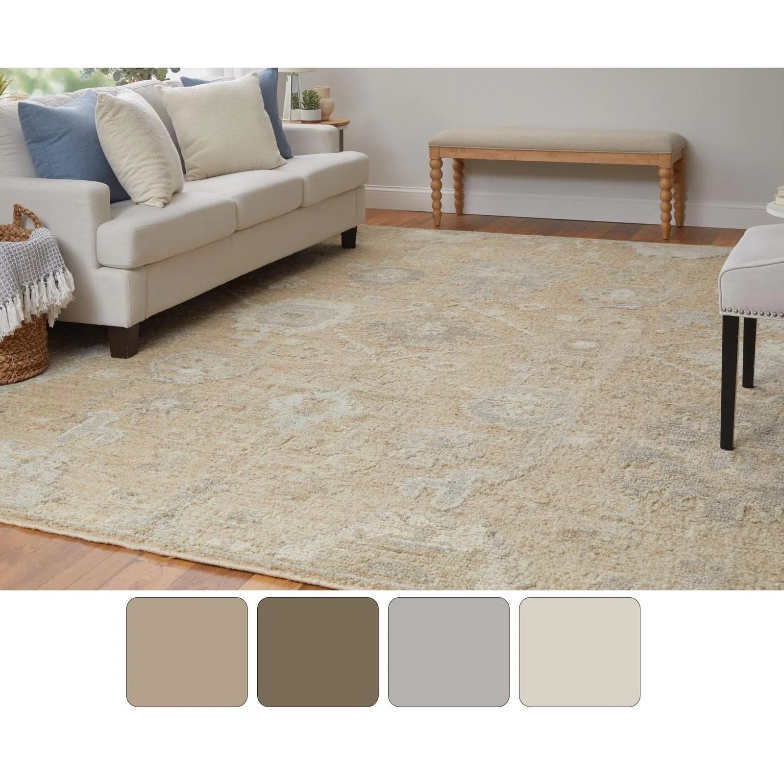 Feizy Grafton 69F8F Transitional Floral & Botanical Rug in Tan/Gray/Ivory - Image 11