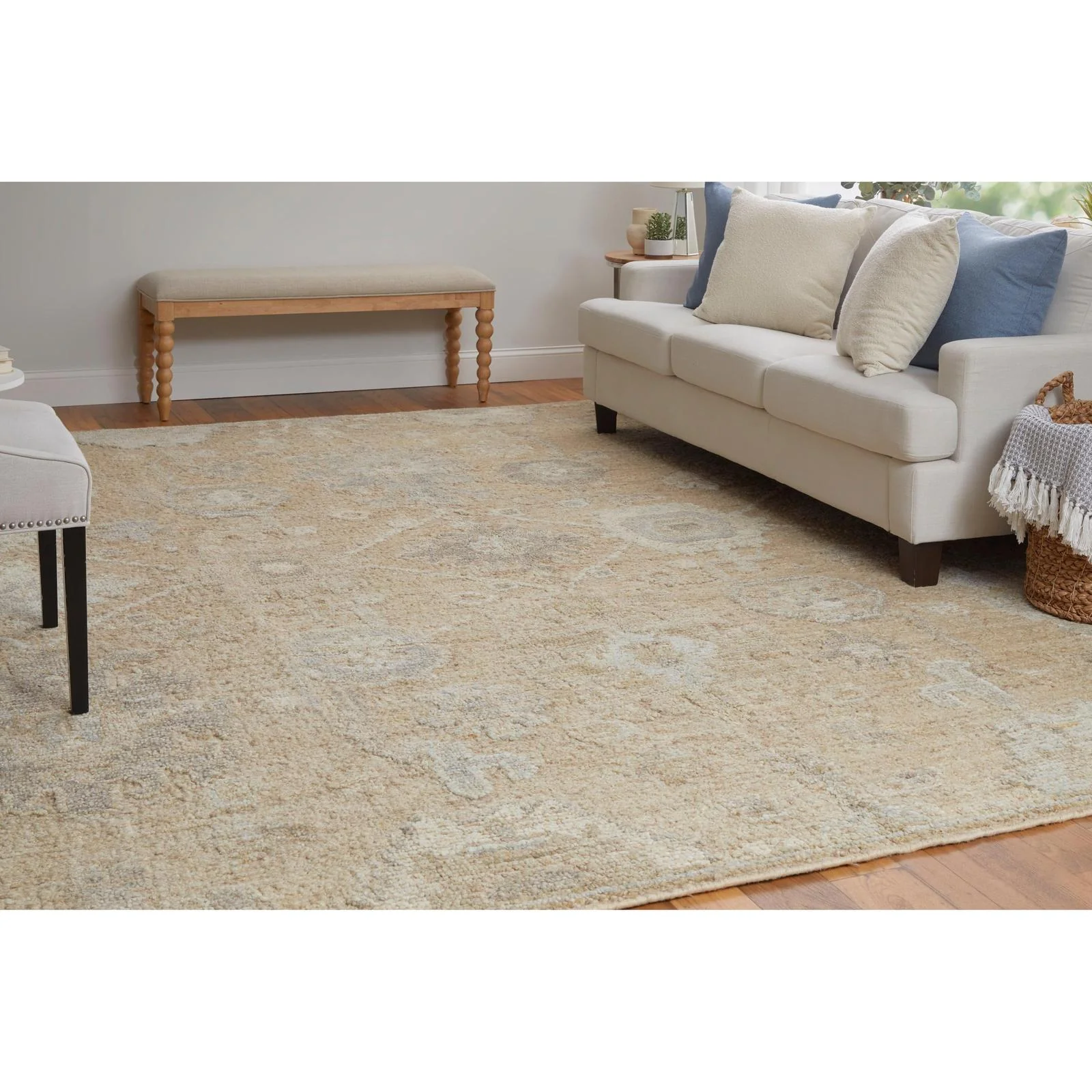 Feizy Grafton 69F8F Transitional Floral & Botanical Rug in Tan/Gray/Ivory - Image 3