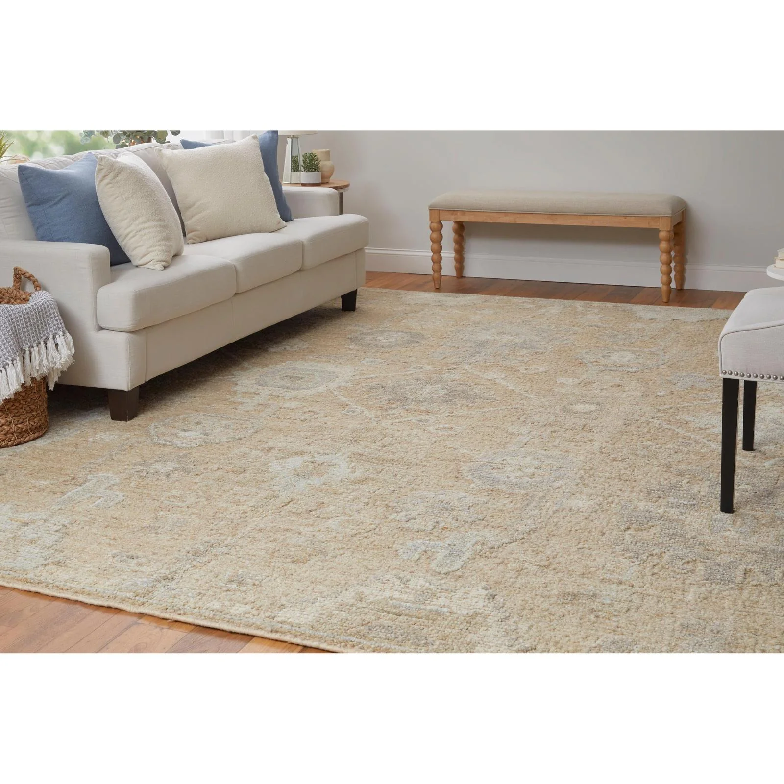 Feizy Grafton 69F8F Transitional Floral & Botanical Rug in Tan/Gray/Ivory - Image 4
