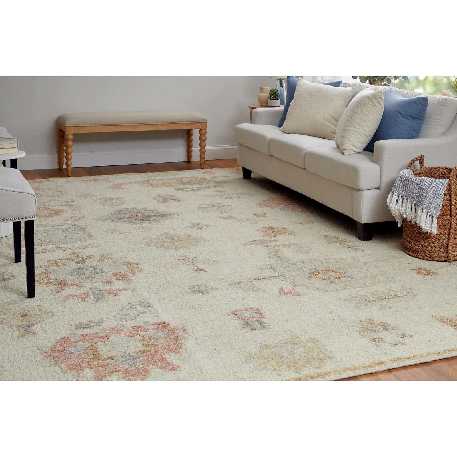 Feizy Grafton 69FLF Transitional Floral & Botanical Rug in Ivory/Orange/Gray - Image 3