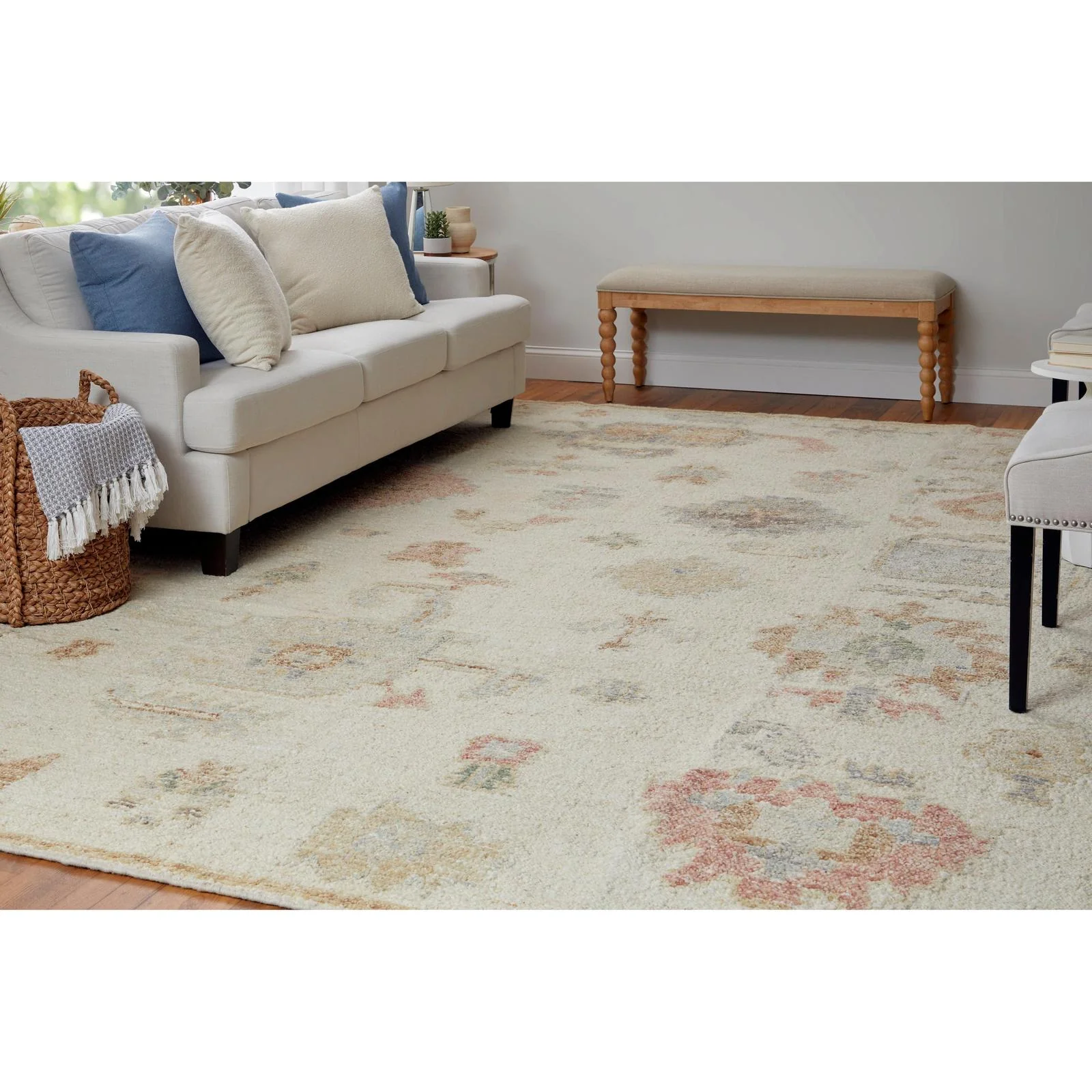 Feizy Grafton 69FLF Transitional Floral & Botanical Rug in Ivory/Orange/Gray - Image 4