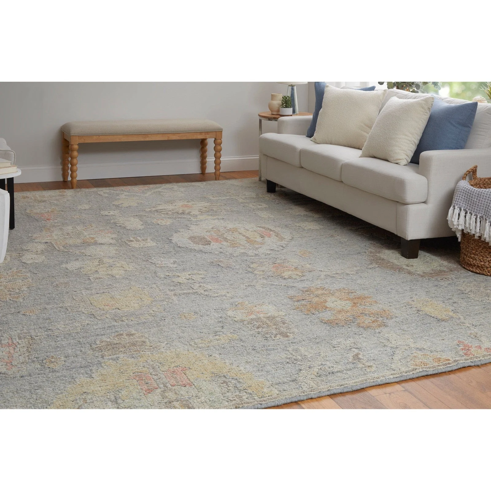 Feizy Grafton 69FMF Transitional Floral & Botanical in Blue/Gray/Yellow - Image 3
