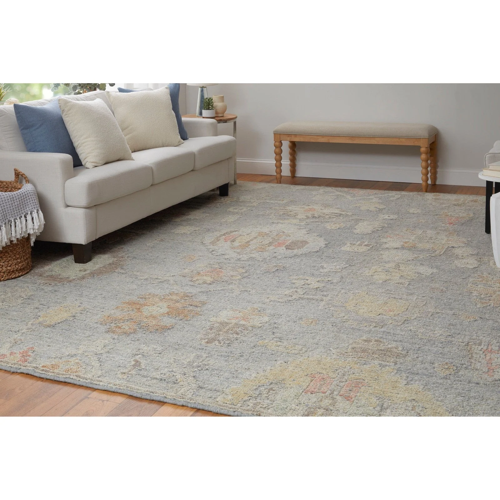 Feizy Grafton 69FMF Transitional Floral & Botanical in Blue/Gray/Yellow - Image 4