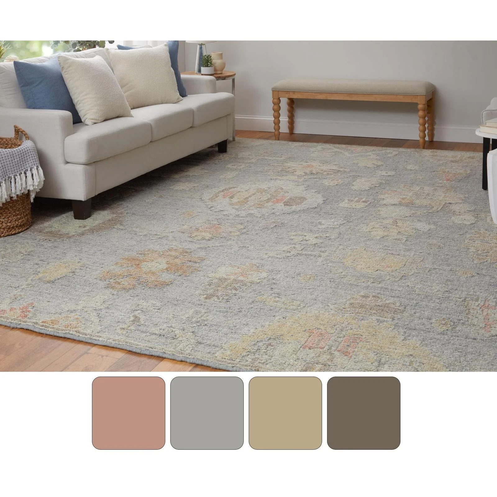 Feizy Grafton 69FMF Transitional Floral & Botanical Rug in Blue/Gray/Yellow - Image 11