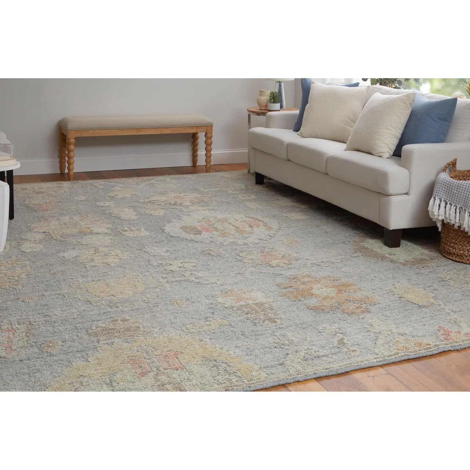 Feizy Grafton 69FMF Transitional Floral & Botanical Rug in Blue/Gray/Yellow - Image 3